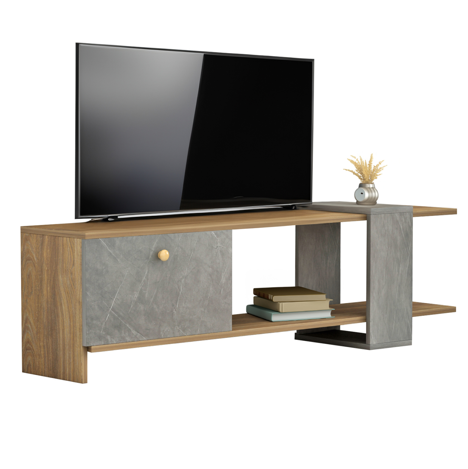 ΕΠΙΠΛΟ ΤΗΛΕΟΡΑΣΗΣ HENRIETTE HM8900.13 ΜΕΛΑΜΙΝΗ ΚΑΡΥΔΙ-STONE TEXTURE 120x28,5x39Υεκ. 1