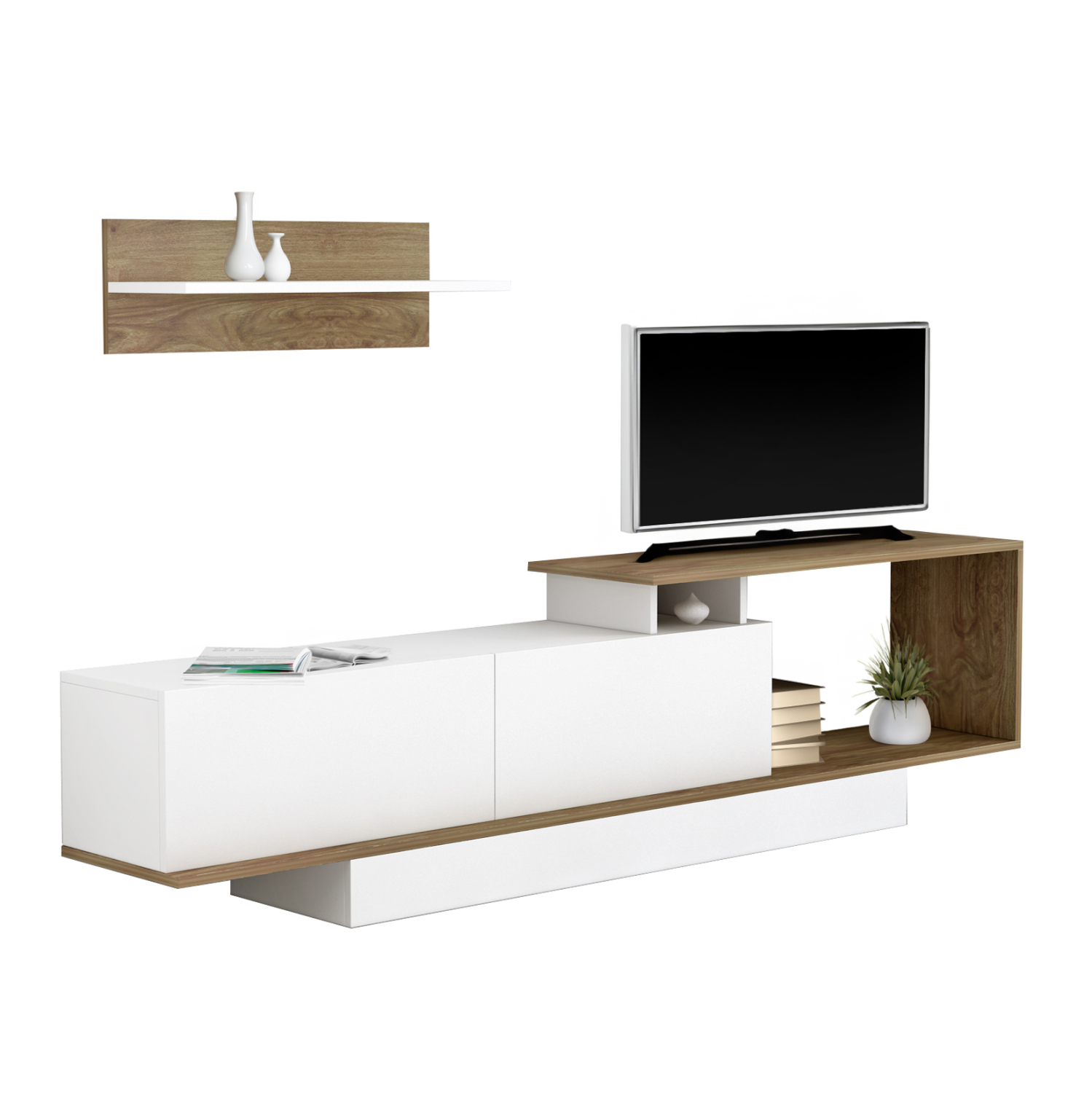 ΣΥΝΘΕΤΟ ΤΗΛΕΟΡΑΣΗΣ GARCELLE HM8904.11 ΜΕΛΑΜΙΝΗ ΣΕ ΦΥΣΙΚΟ-ΛΕΥΚΟ 180x29,6x45Υεκ 1