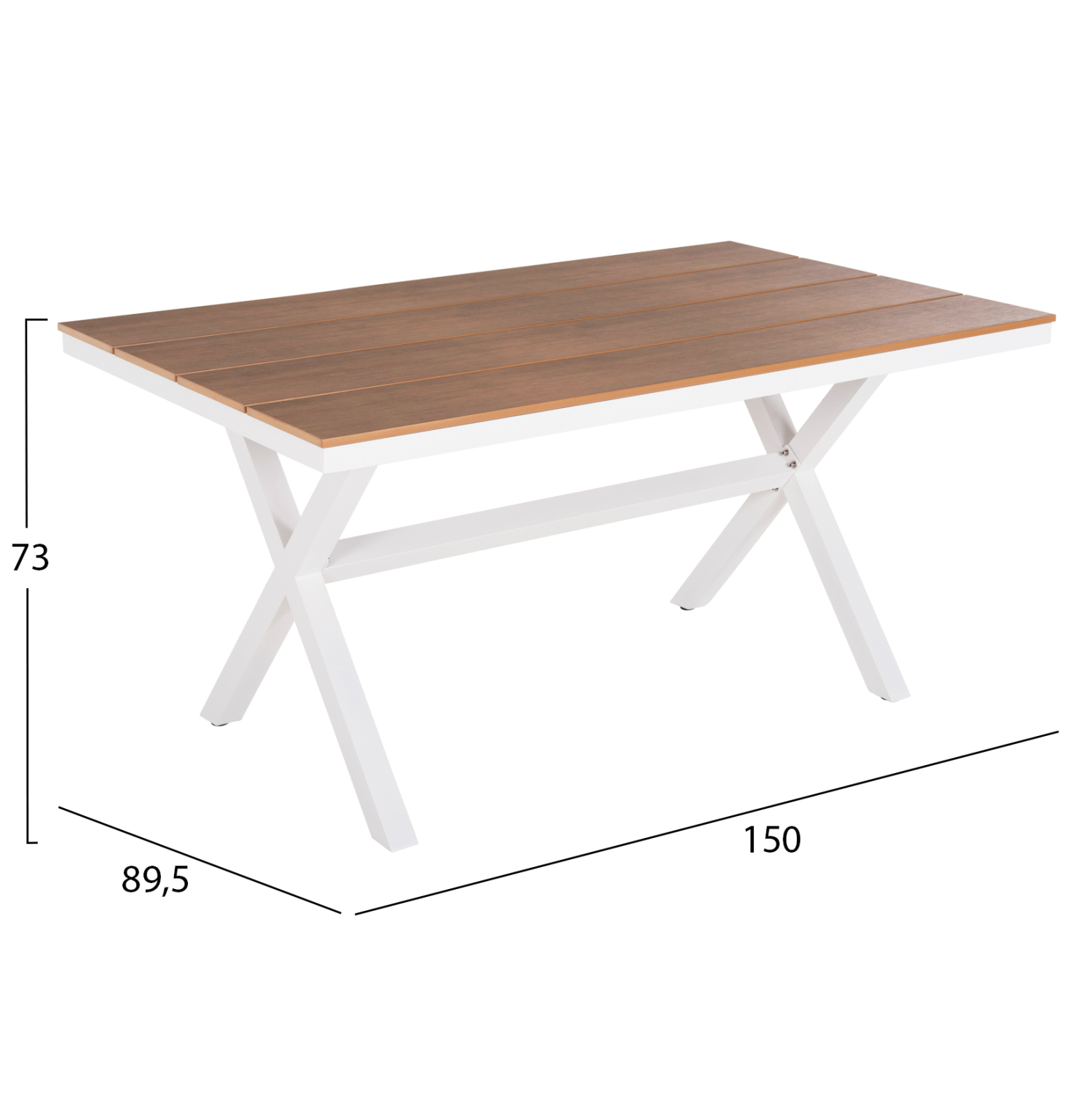 ΤΡΑΠΕΖΙ ΑΛΟΥΜΙΝΙΟΥ ΟΡΘΟΓΩΝΙΟ TAWNEE HM6037.02 ΛΕΥΚΟ-POLYWOOD ΦΥΣΙΚΟ 150x89,5x73Υεκ 2