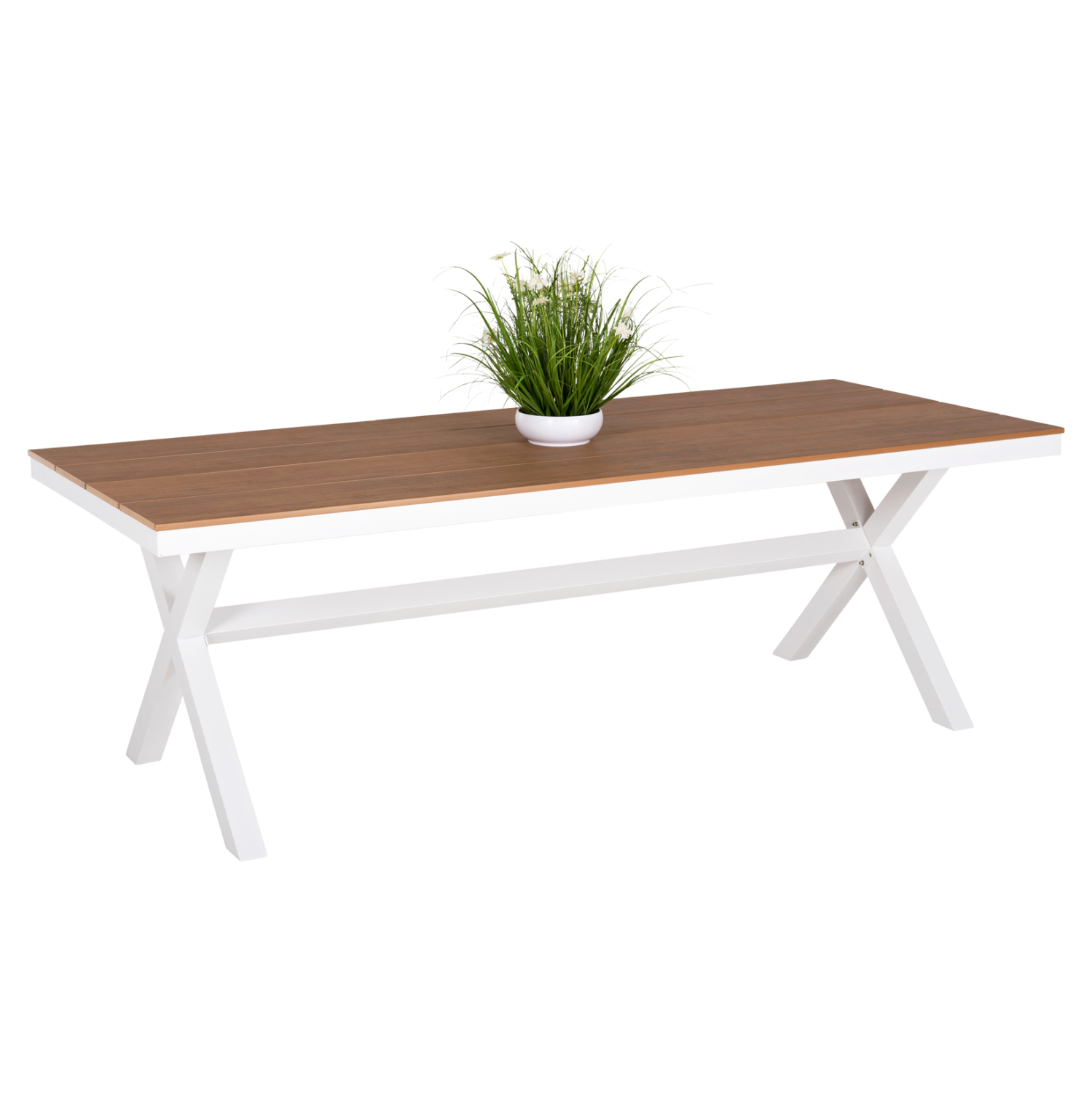 ΤΡΑΠΕΖΙ ΑΛΟΥΜΙΝΙΟΥ ΟΡΘΟΓΩΝΙΟ TAWNEE HM6039.02 ΛΕΥΚΟ-POLYWOOD ΦΥΣΙΚΟ 219,5x89,5x73Υ 1