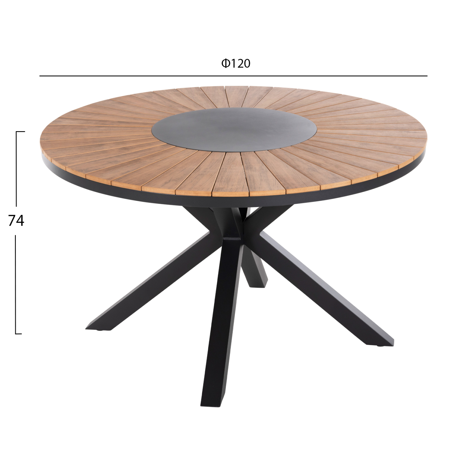 ΤΡΑΠΕΖΙ ΣΤΡΟΓΓΥΛΟ ΕΞ.ΧΩΡΟΥ MORIL HM6041.01 ΑΛΟΥΜΙΝΙΟ ΑΝΘΡΑΚΙ-POLYWOOD ΦΥΣΙΚΟ Φ120εκ. 2