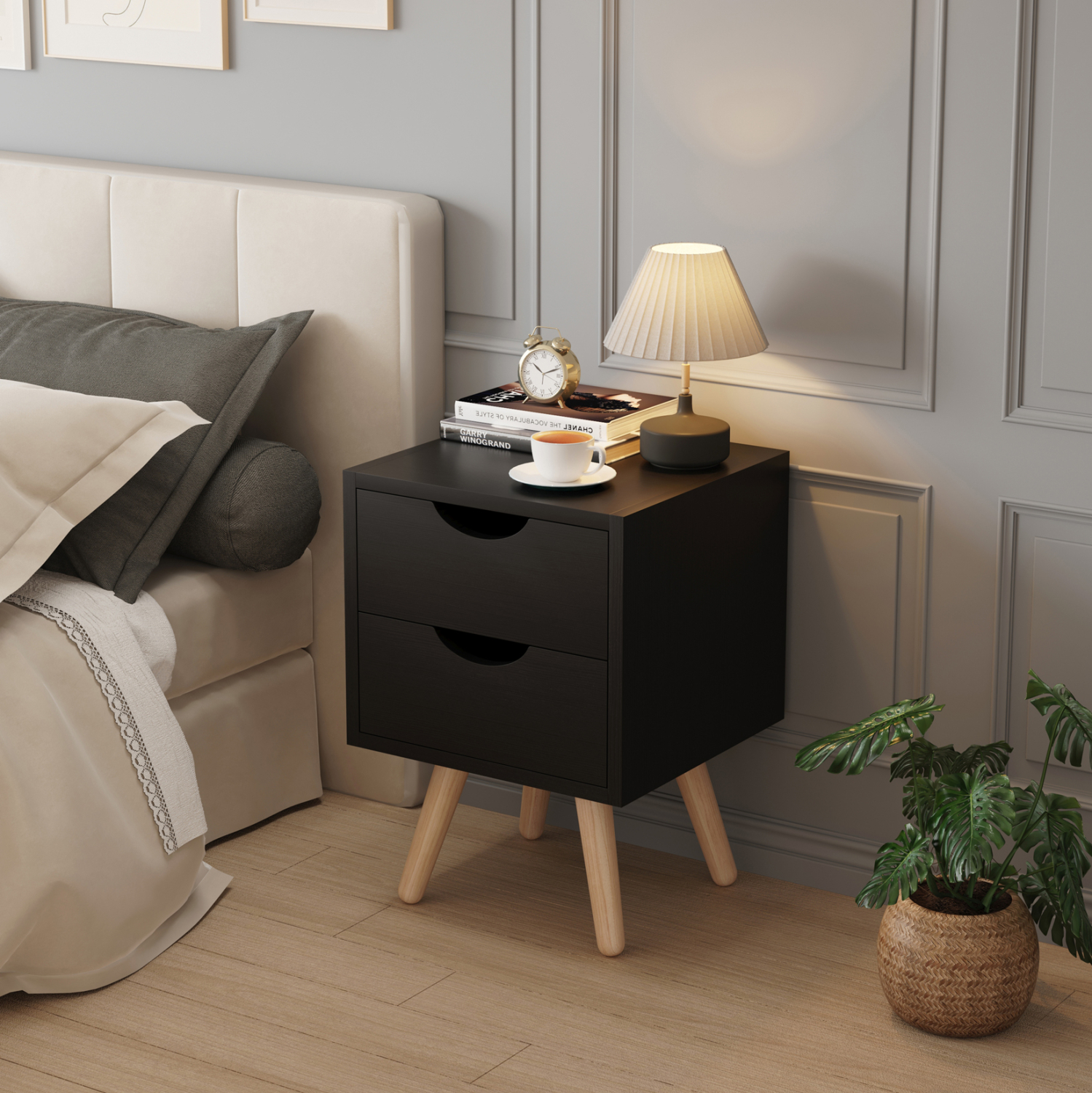 ΚΟΜΟΔΙΝΟ DINKL HM2472.02 ΜΕΛΑΜΙΝΗ-2 ΣΥΡΤΑΡΙΑ-WENGE 29,5x29,5x45Υεκ 3