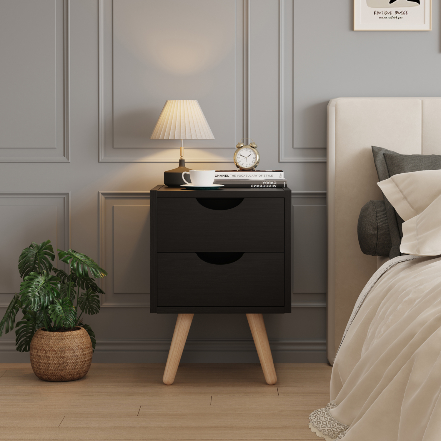 ΚΟΜΟΔΙΝΟ DINKL HM2472.02 ΜΕΛΑΜΙΝΗ-2 ΣΥΡΤΑΡΙΑ-WENGE 29,5x29,5x45Υεκ 4