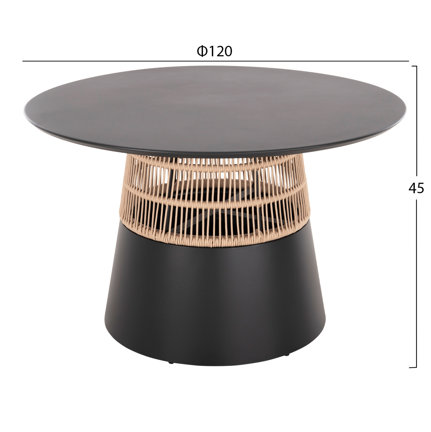 ΤΡΑΠΕΖΙ ΣΤΡΟΓΓΥΛΟ SAEID HM6106.01 ΑΝΘΡΑΚΙ ΑΛΟΥΜΙΝΙΟ-ΜΠΕΖ ΣΧΟΙΝΙ Φ120x75Υεκ. 2