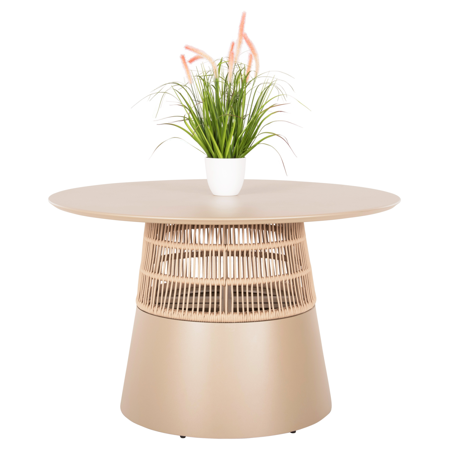 ΤΡΑΠΕΖΙ ΣΤΡΟΓΓΥΛΟ SAEID HM6106.04 ΣΑΜΠΑΝΙ ΑΛΟΥΜΙΝΙΟ-ΜΠΕΖ ΣΧΟΙΝΙ Φ120x75Υεκ. 1