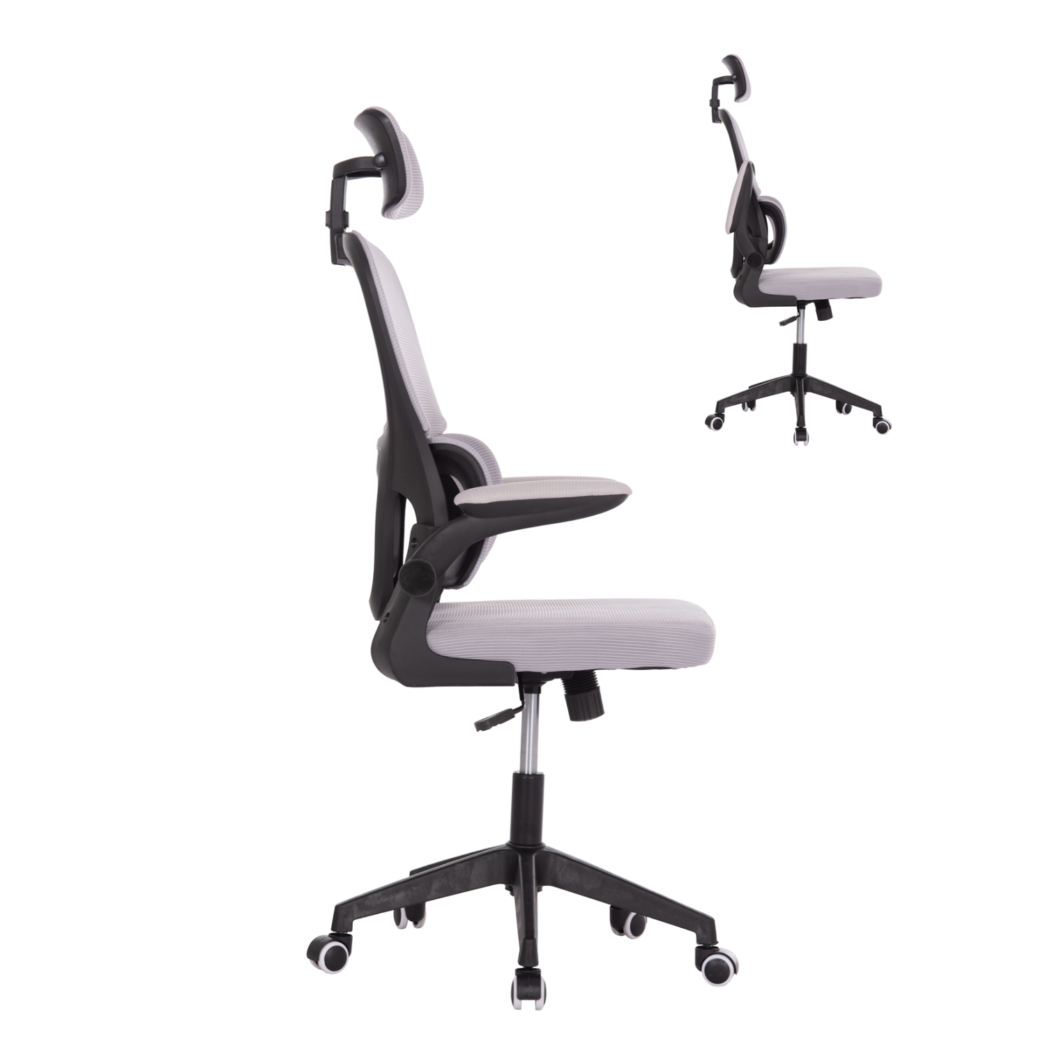 ΚΑΡΕΚΛΑ ΓΡΑΦΕΙΟΥ BASTON HM18236.02 ΓΚΡΙ MESH &amp; ΜΑΥΡΟ PP ΣΚΕΛΕΤΟΣ 64x60x127Υεκ. 4