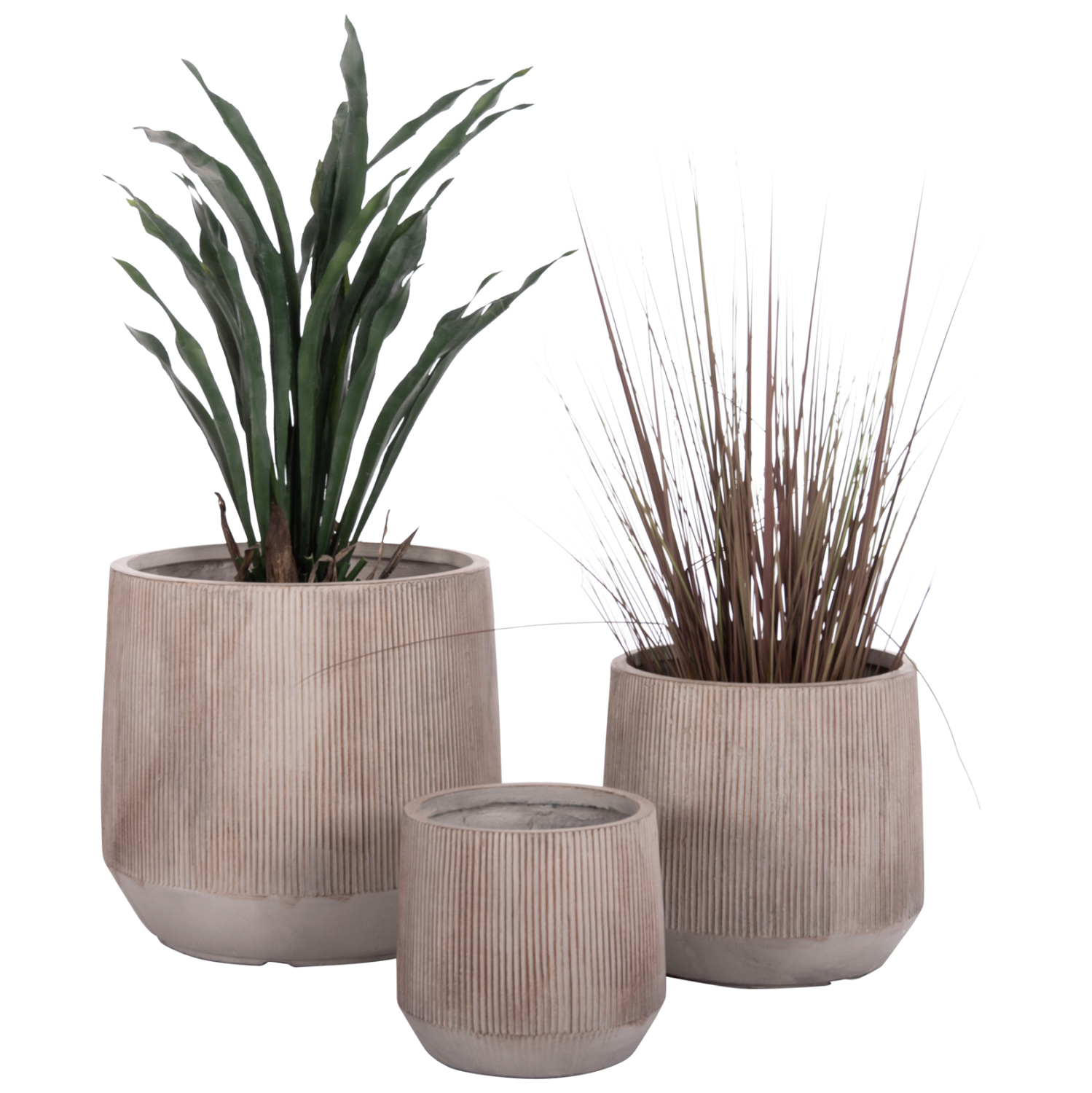 ΣΕΤ 3ΤΜΧ ΓΛΑΣΤΡΕΣ ΣΤΡΟΓΓΥΛΕΣ ΣΕΙΡΑ GARDENER HM4724 FIBERCLAY-ΧΡΩΜΑ CEMENT Φ55x55Υεκ 1