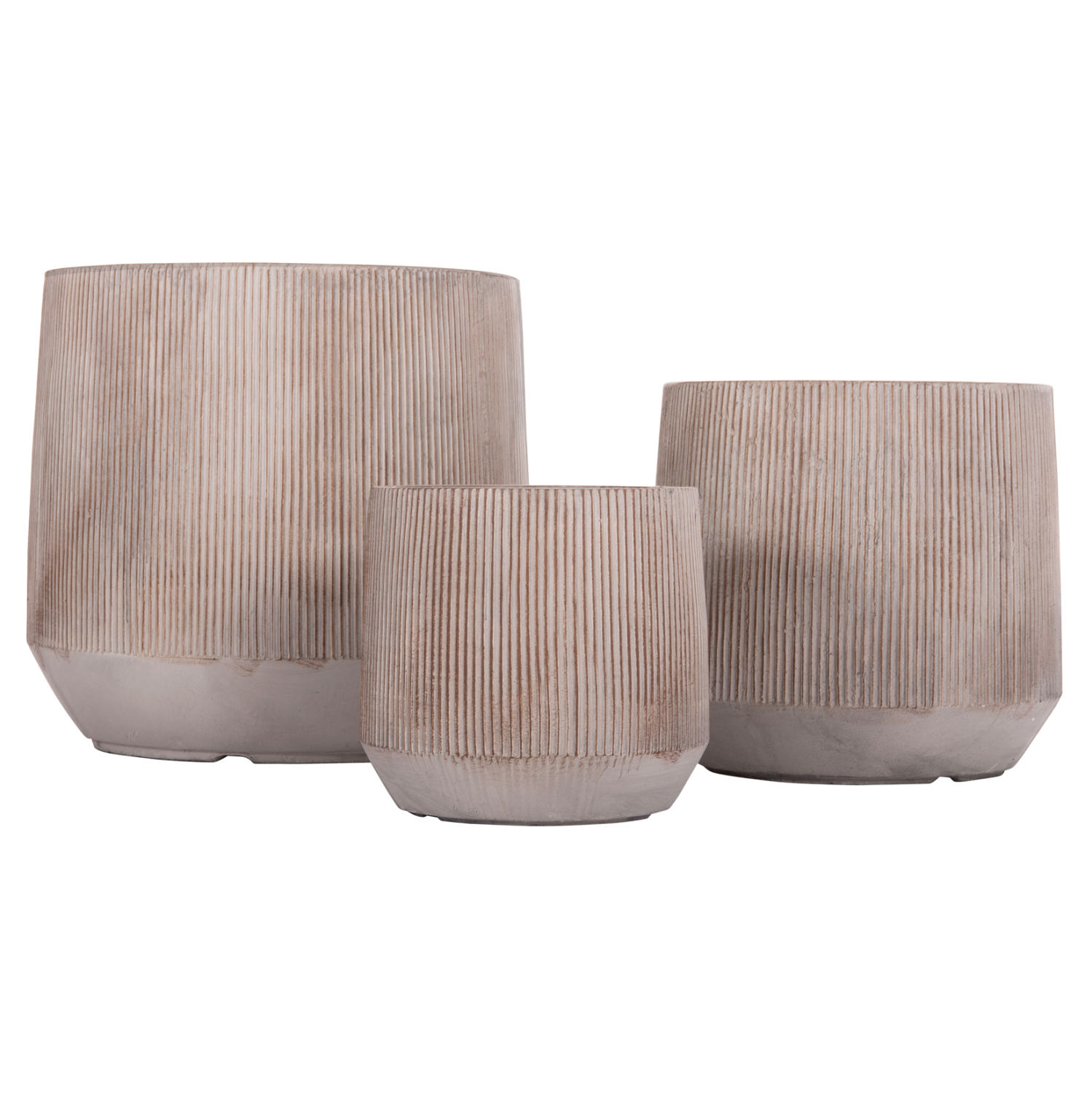 ΣΕΤ 3ΤΜΧ ΓΛΑΣΤΡΕΣ ΣΤΡΟΓΓΥΛΕΣ ΣΕΙΡΑ GARDENER HM4724 FIBERCLAY-ΧΡΩΜΑ CEMENT Φ55x55Υεκ 2