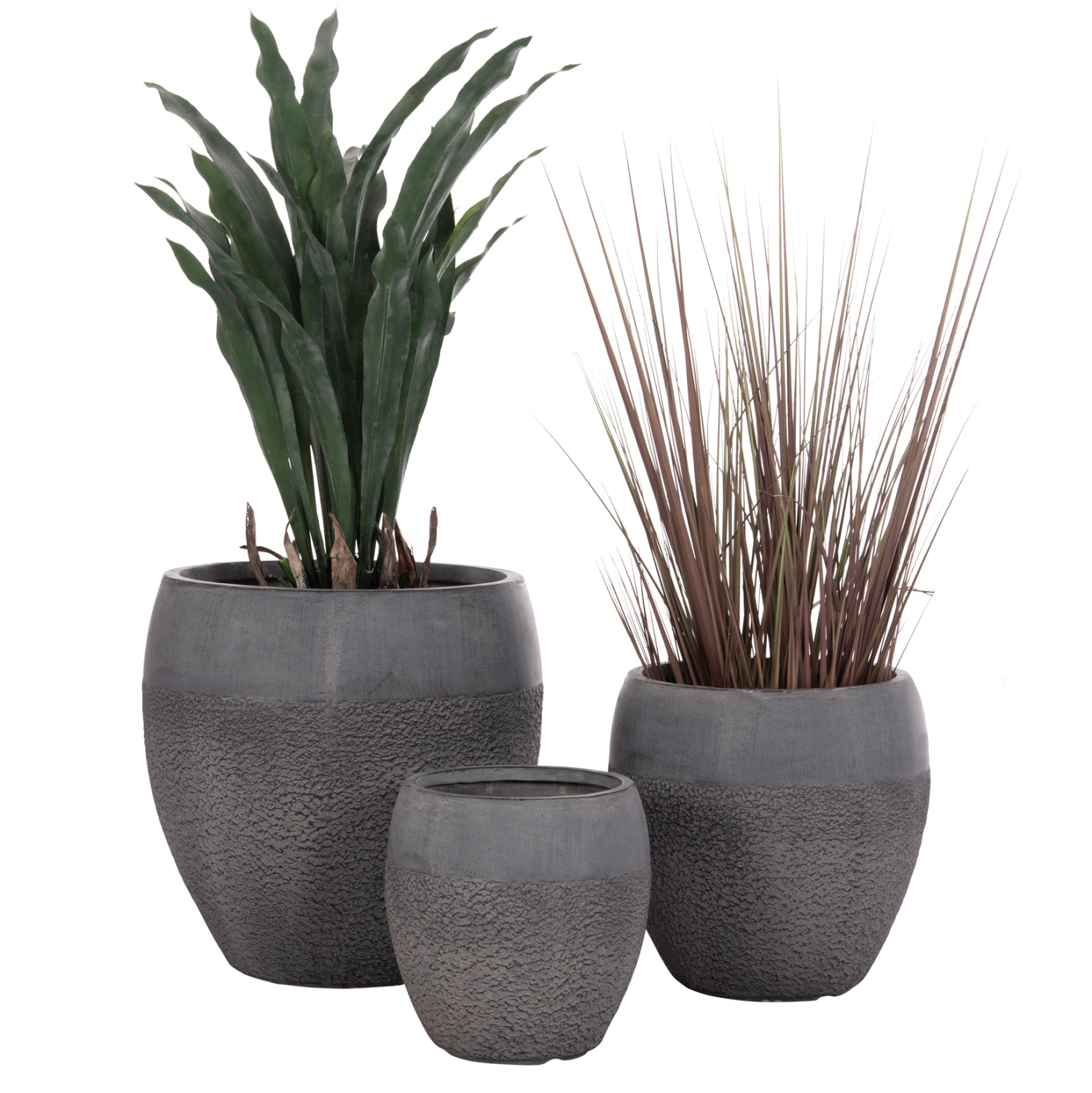 ΣΕΤ 3ΤΜΧ ΓΛΑΣΤΡΕΣ ΣΕΙΡΑ GARDENER HM4725 FIBERCLAY-ΣΕ ΣΚΟΥΡΟ CEMENT ΧΡΩΜΑ Φ55x54Υεκ 1