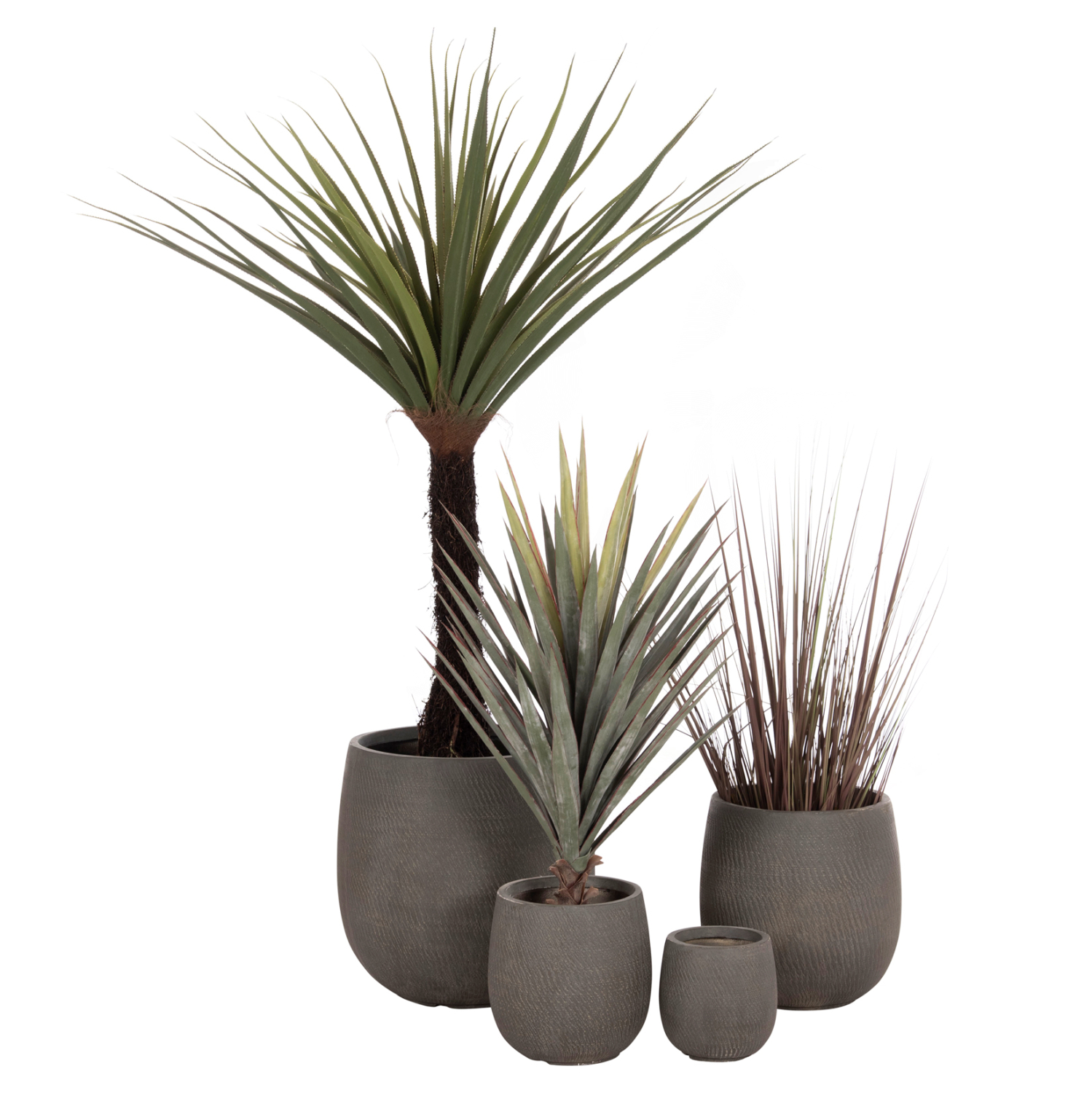 ΣΕΤ 4ΤΜΧ ΓΛΑΣΤΡΕΣ ΣΤΡΟΓΓΥΛΕΣ GARDENER HM4726 FIBERCLAY ΓΚΡΙΖΟΠΡΑΣΙΝΟ Φ52x55Υεκ 1