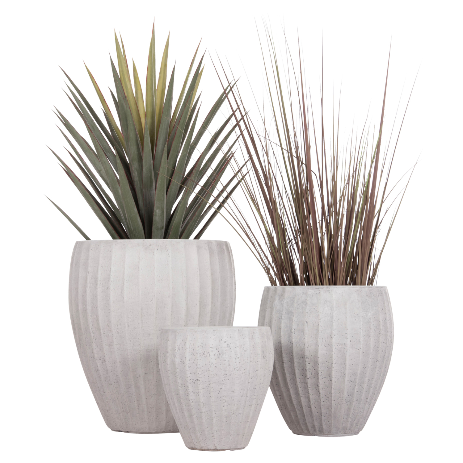 ΣΕΤ 3ΤΜΧ ΓΛΑΣΤΡΕΣ ΣΤΡΟΓΓΥΛΕΣ ΣΕΙΡΑ GARDENER HM4728 FIBERCLAY-ΧΡΩΜΑ CEMENT Φ48x56Υεκ 1