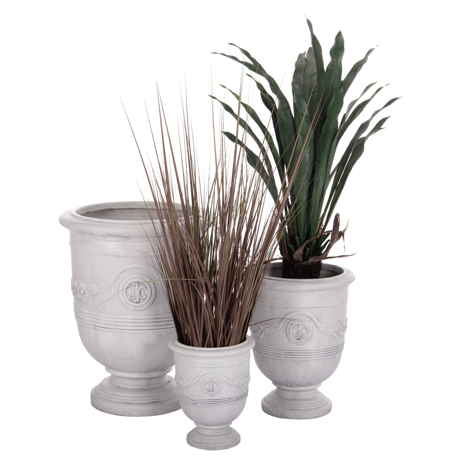 ΣΕΤ 3ΤΜΧ ΓΛΑΣΤΡΕΣ ΜΕ ΑΝΑΓΛΥΦΟ GARDENER HM4729 FIBERCLAY-ΣΕ ΥΠΟΛΕΥΚΟ Φ58x72.5Υεκ 1
