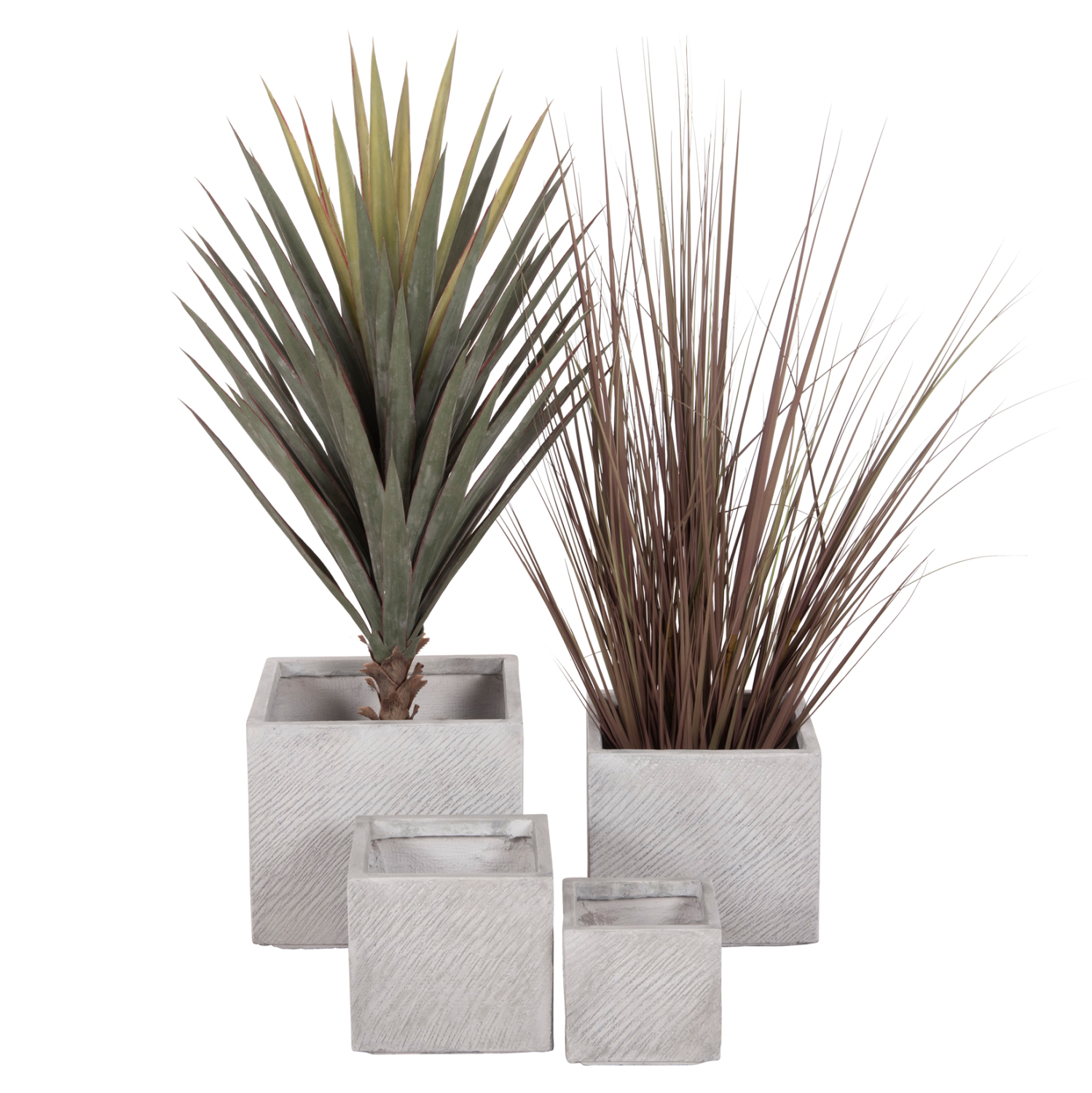 ΣΕΤ 4ΤΜΧ ΓΛΑΣΤΡΕΣ ΤΕΤΡΑΓΩΝΕΣ GARDENER HM4730 FIBERCLAY ΓΚΡΙ CEMENT 37x37x32Υεκ. 1