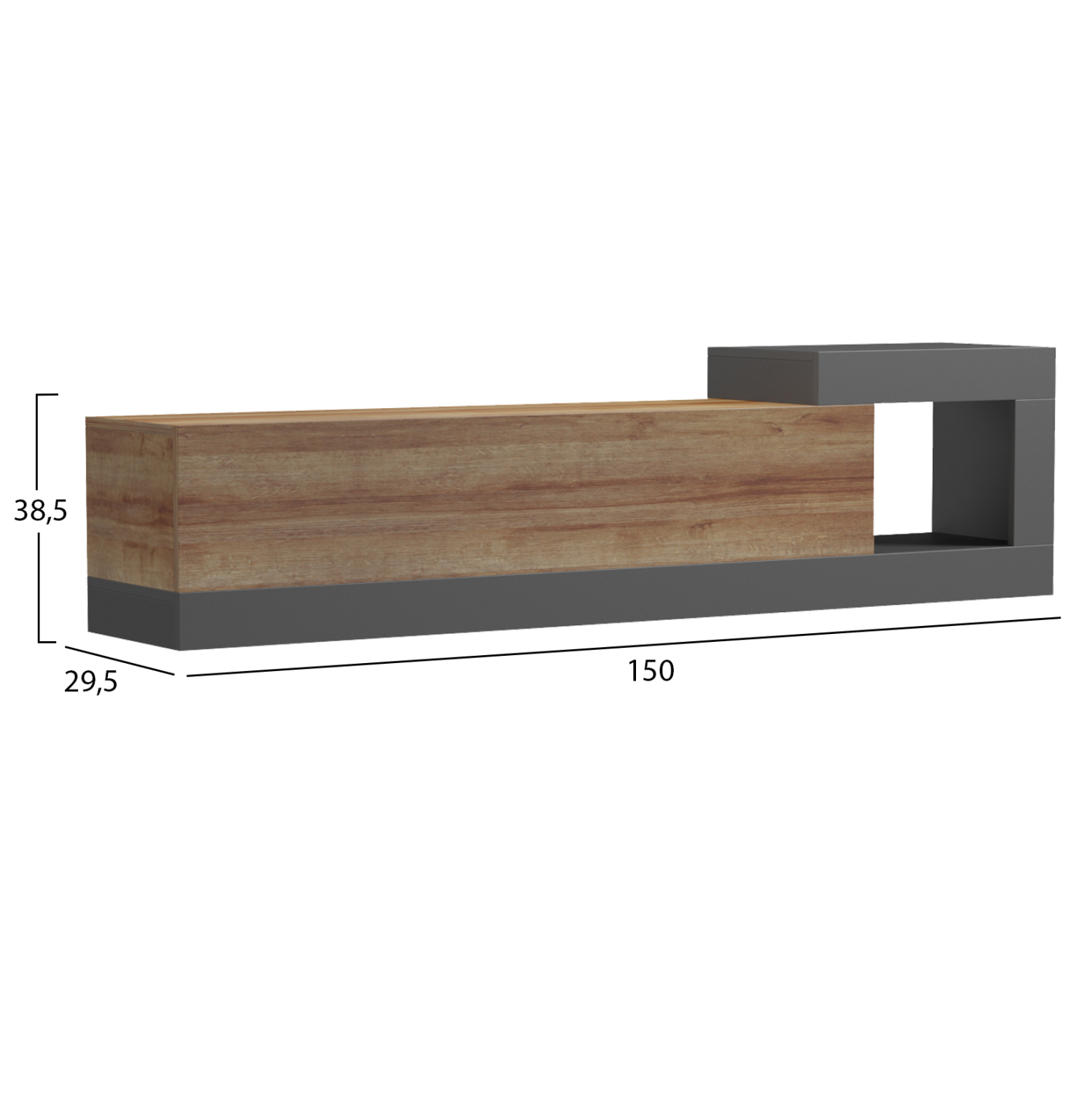 ΕΠΙΠΛΟ ΤΗΛΕΟΡΑΣΗΣ ΤΟΙΧΟΥ ESSENZA HM18372.13 ΜΕΛΑΜΙΝΗ OAK/ΓΚΡΙ 150x29.6x38.6Υεκ. 2