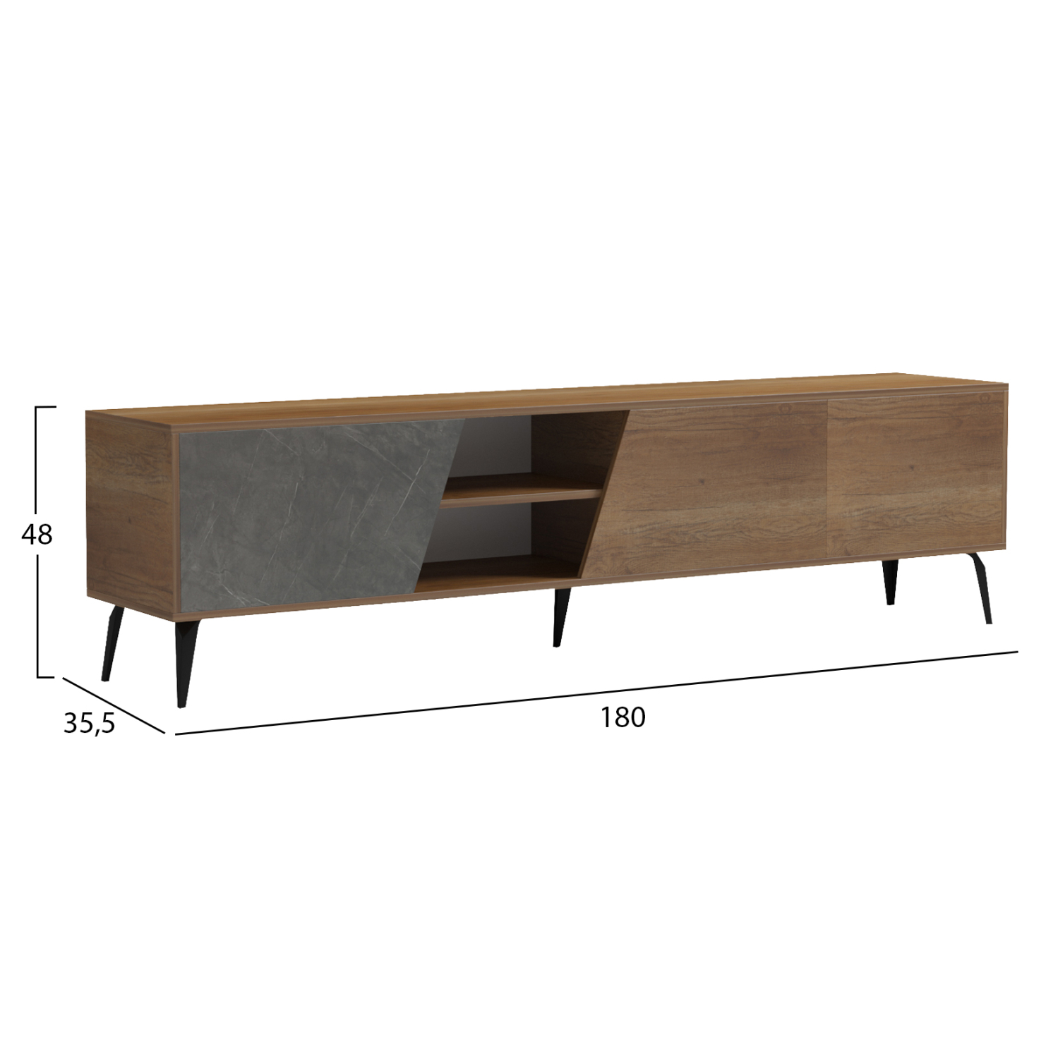 ΕΠΙΠΛΟ ΤΗΛΕΟΡΑΣΗΣ CATERRA HM18374.14 ΜΕΛΑΜΙΝΗ ΦΥΣΙΚΟ-MOORE STONE 180Χ35.5Χ48Υεκ. 2