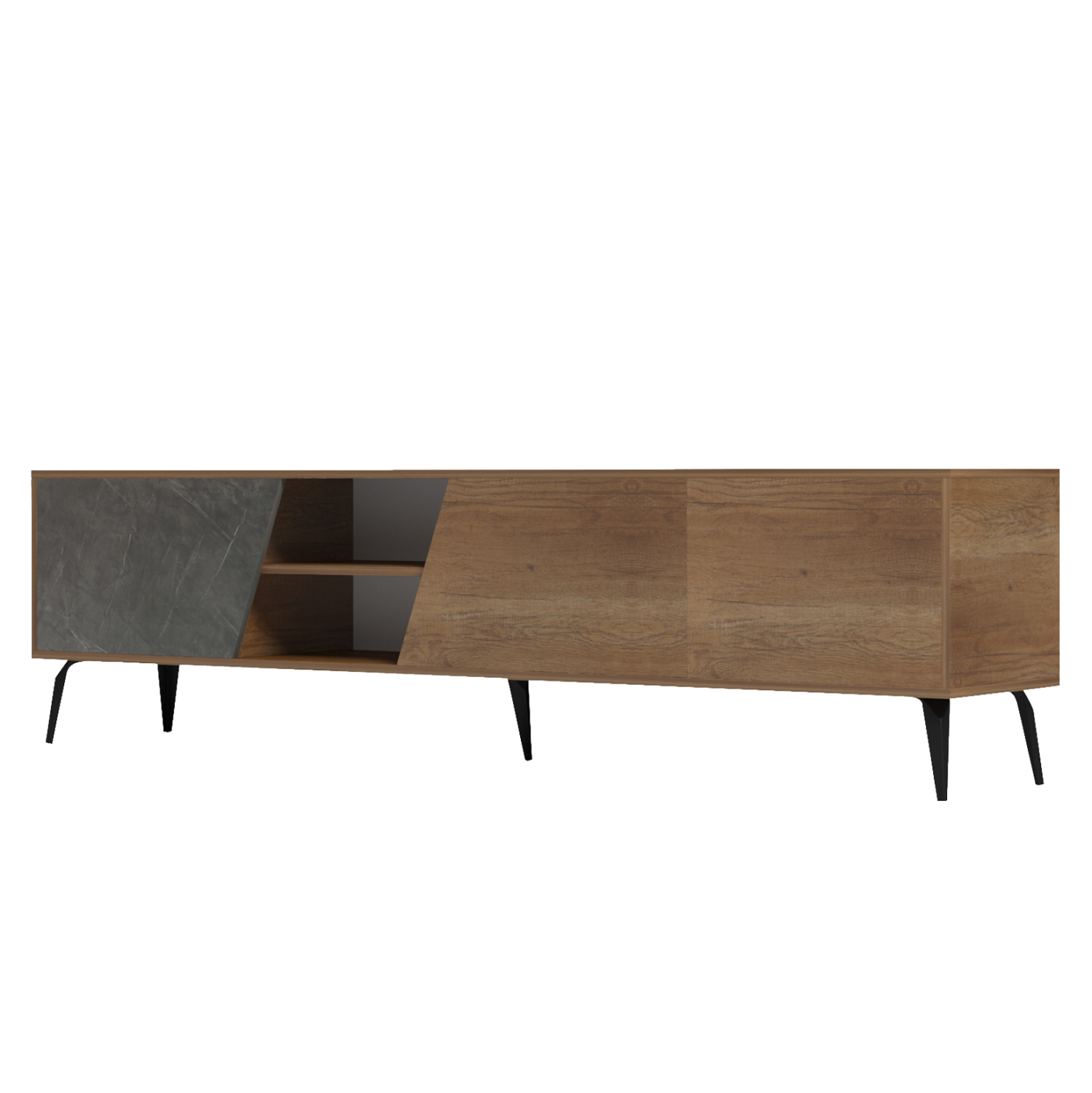 ΕΠΙΠΛΟ ΤΗΛΕΟΡΑΣΗΣ CATERRA HM18374.14 ΜΕΛΑΜΙΝΗ ΦΥΣΙΚΟ-MOORE STONE 180Χ35.5Χ48Υεκ. 4