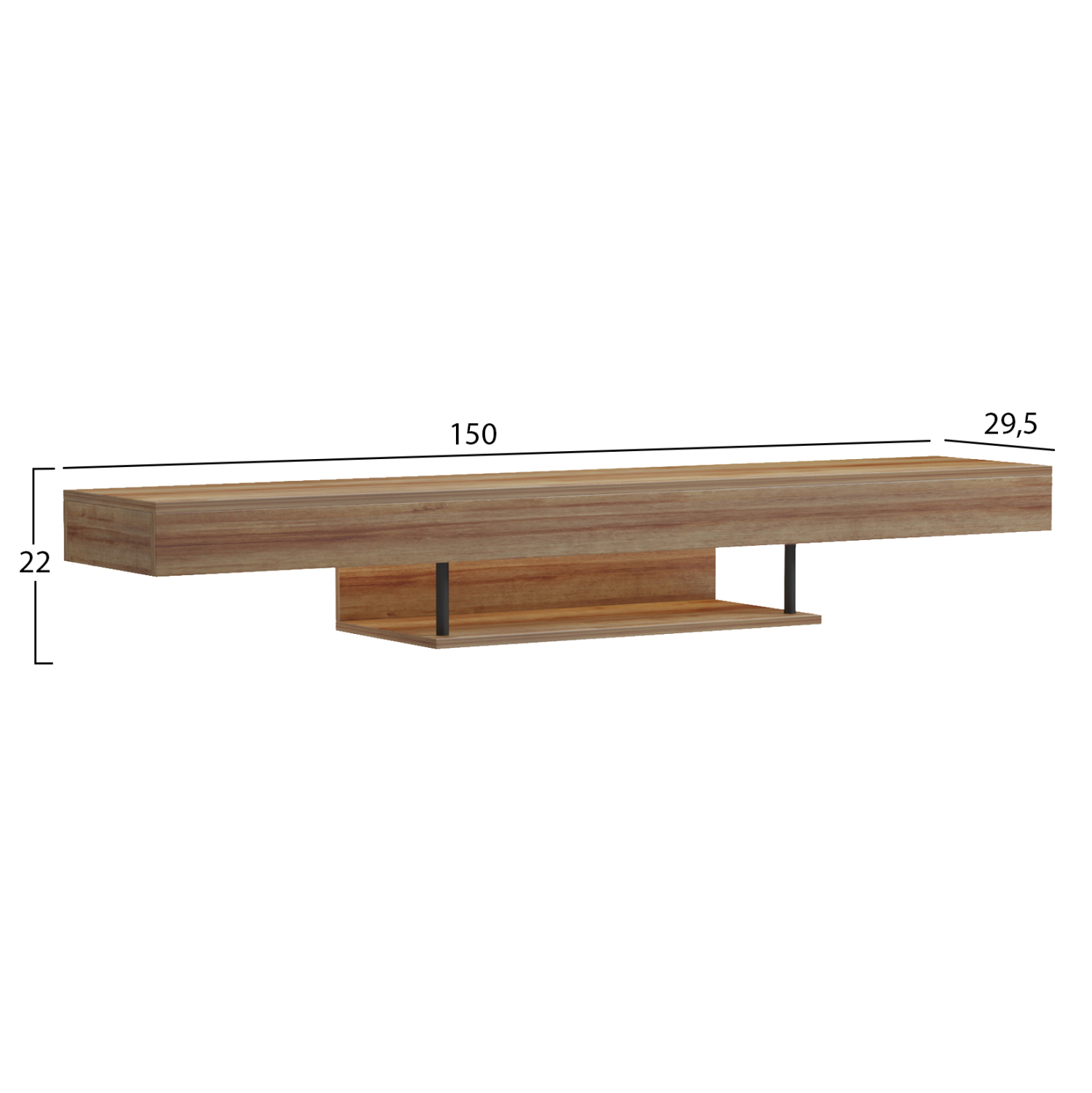 ΕΠΙΠΛΟ ΤΗΛΕΟΡΑΣΗΣ ΤΟΙΧΟΥ ME LED SAVOR HM18381.01 ΜΕΛΑΜΙΝΗ ΣΕ OAK 150x29,5x22Υεκ 2