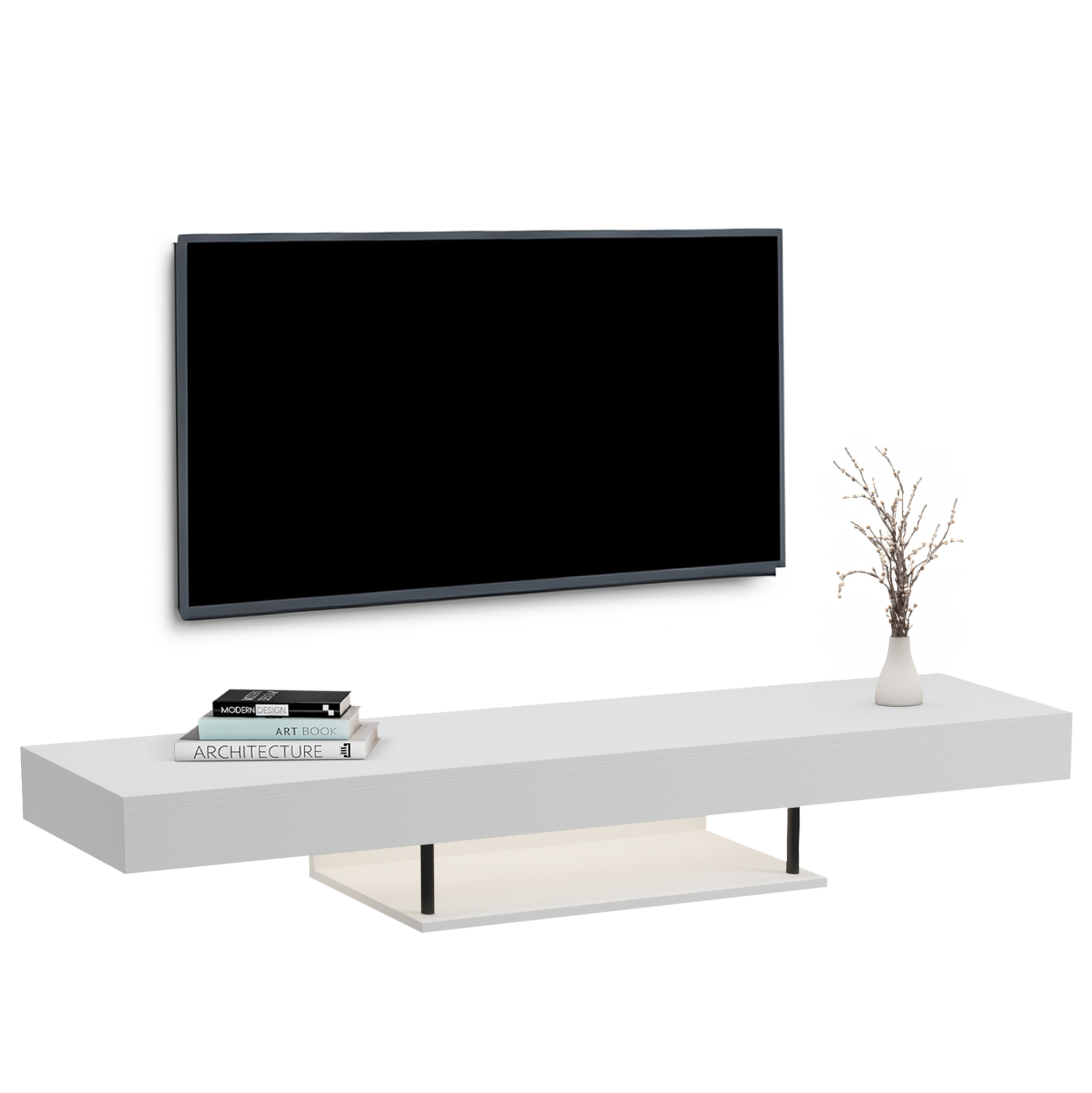ΕΠΙΠΛΟ ΤΗΛΕΟΡΑΣΗΣ ΤΟΙΧΟΥ ME LED SAVOR HM18381.02 ΜΕΛΑΜΙΝΗ ΛΕΥΚΗ 150x29,5x22Υεκ 1