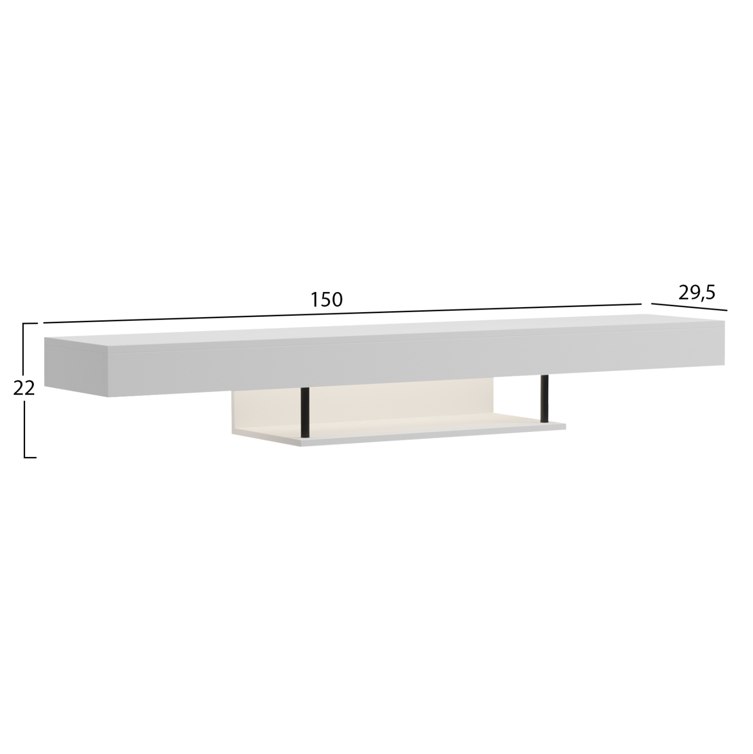 ΕΠΙΠΛΟ ΤΗΛΕΟΡΑΣΗΣ ΤΟΙΧΟΥ ME LED SAVOR HM18381.02 ΜΕΛΑΜΙΝΗ ΛΕΥΚΗ 150x29,5x22Υεκ 2