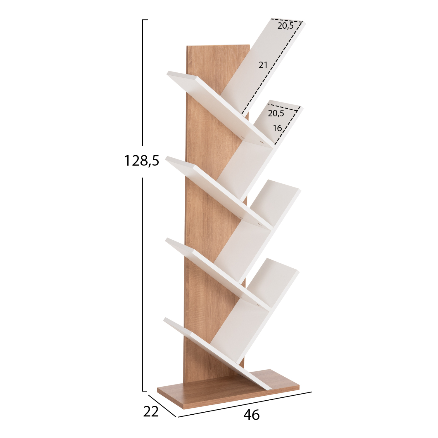 ΒΙΒΛΙΟΘΗΚΗ LIANA HM9028.14 ΜΕΛΑΜΙΝΗ SONAMA/ΛΕΥΚΟ 46x22x128,5Yεκ. 2