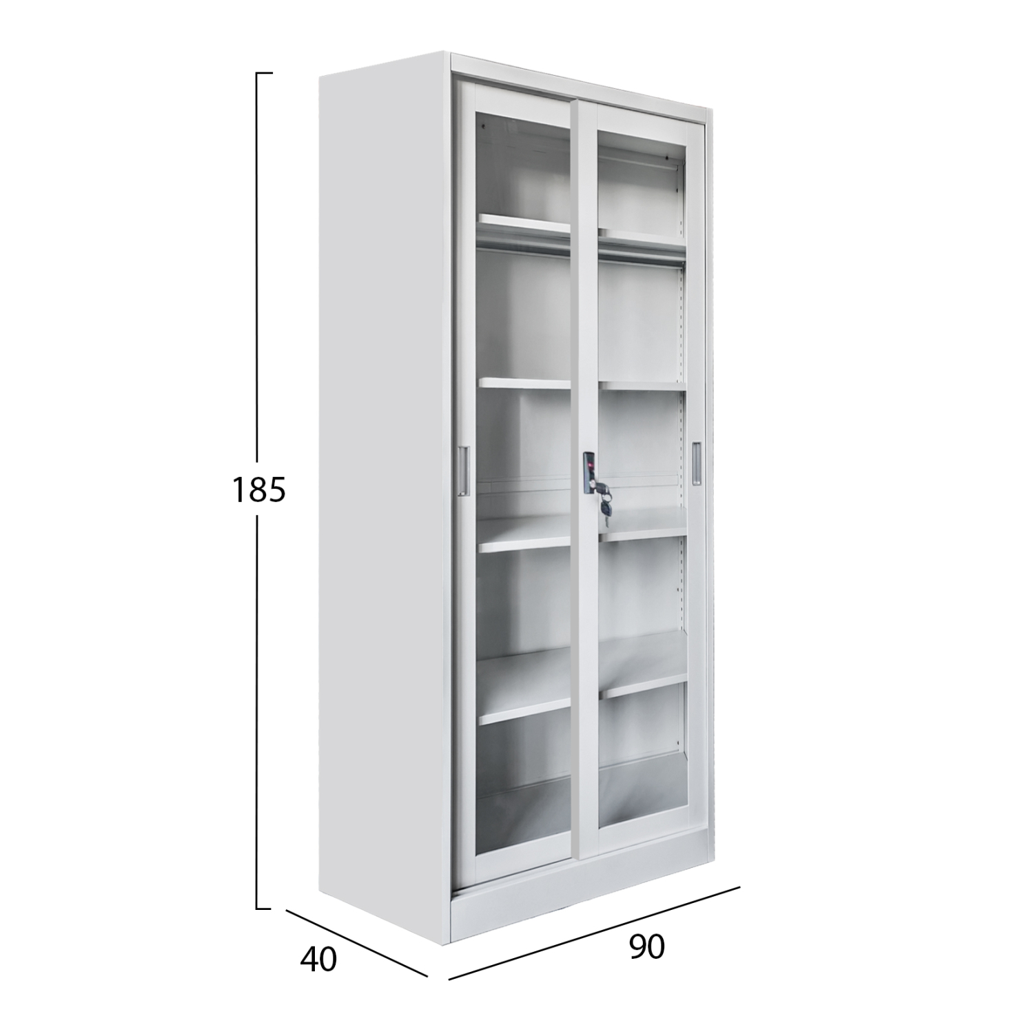 ΒΙΒΛΙΟΘΗΚΗ ΜΕ ΣΥΡΟΜΕΝΕΣ ΠΟΡΤΕΣ SIDER HM6632.02 ΜΕΤΑΛΛΙΚΗ ΛΕΥΚΗ 90x40x185Υεκ 2