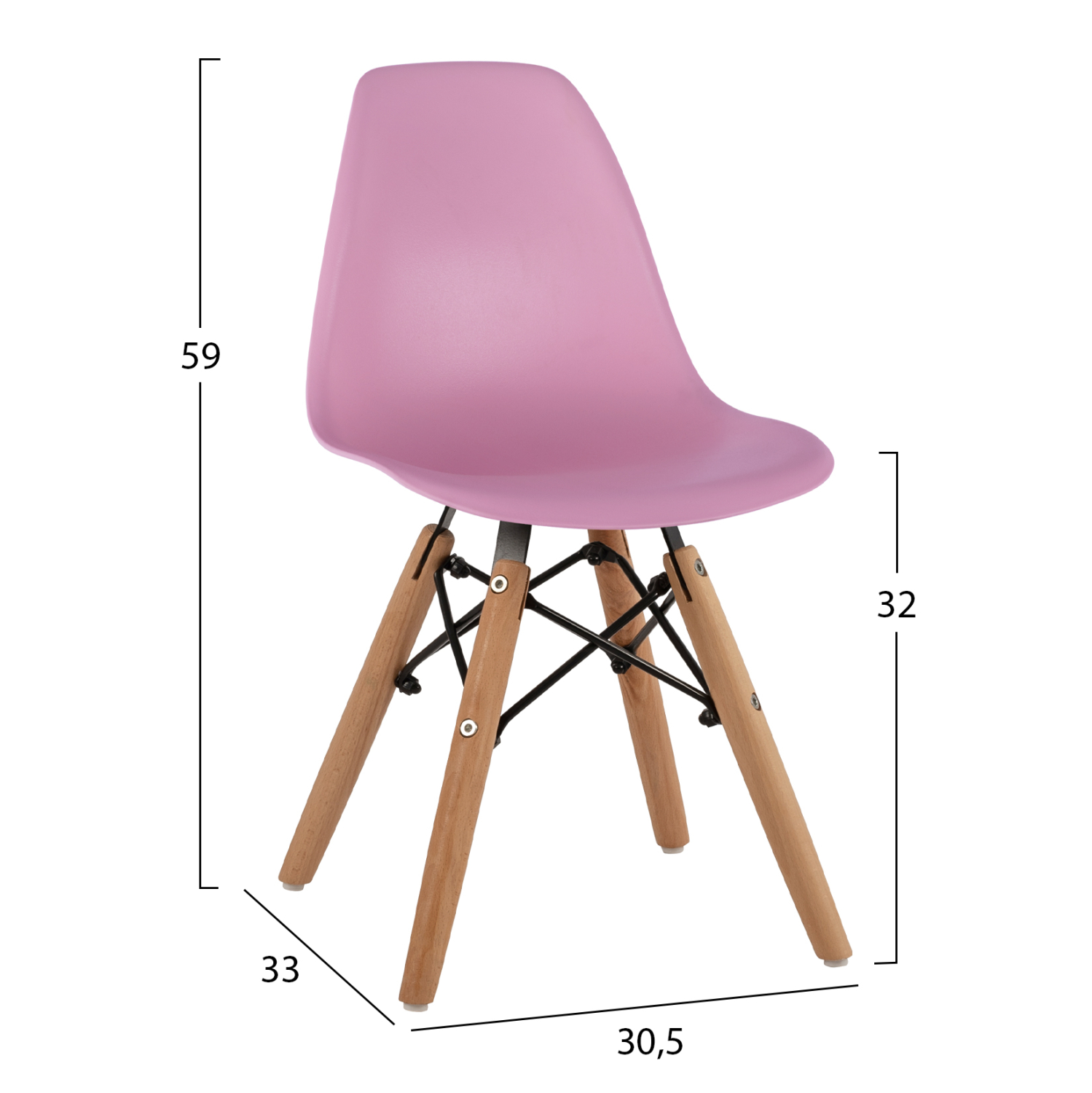 ΚΑΡΕΚΛΑ TWIST KID ΤΜΧ.HM8453.05 ΞΥΛΙΝΑ ΠΟΔΙΑ &amp; ΚΑΘΙΣΜΑ ΡΟΖ PP 30,5Χ33Χ59 ΕΚ 2