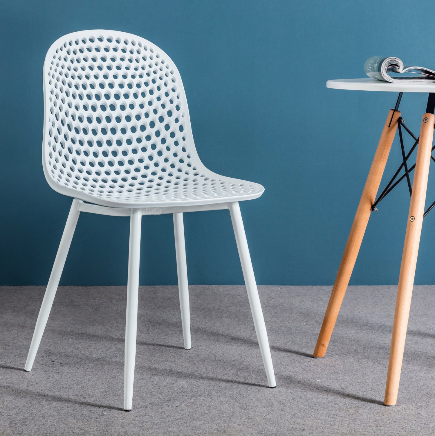 ΚΑΡΕΚΛΑ ΠΟΛΥΠΡΟΠΥΛΕΝΙΟΥ MILANA HM8512.01 ΛΕΥΚΟ ΜΕ ΜΕΤΑΛΛΙΚΑ ΠΟΔΙΑ 45X51X84Υ εκ. 2