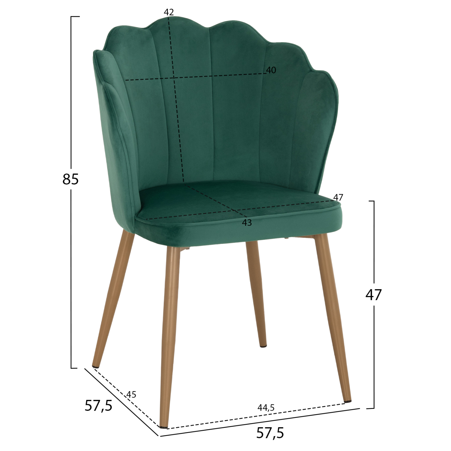 ΚΑΡΕΚΛΑ AVIE HM8737.03 ΒΕΛΟΥΔΟ ΚΥΠΑΡΙΣΣΙ ΜΕ ΜΕΤΑΛΛΙΚΟ ΧΡΥΣΟ ΣΚΕΛΕΤΟ 57.5x57.5x85 εκ. 2