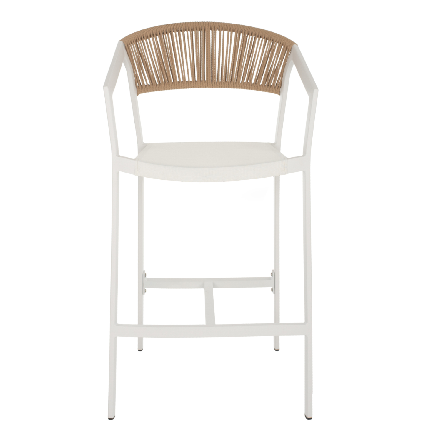 ΣΚΑΜΠΟ ΑΛΟΥΜΙΝΙΟΥ MIRI ΛΕΥΚΟ ΜΕ ΜΠΡΑΤΣΑ RATTAN &amp; TEXTLINE 56x58x105Yεκ. HM5892.22 2