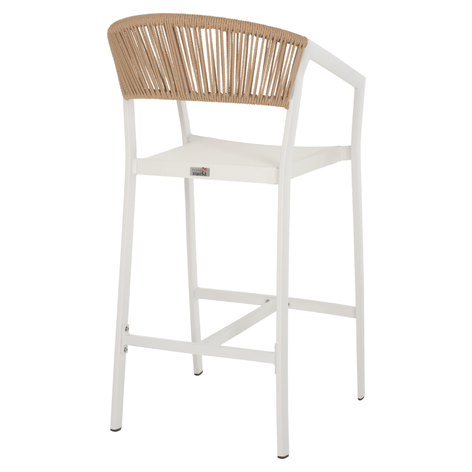 ΣΚΑΜΠΟ ΑΛΟΥΜΙΝΙΟΥ MIRI ΛΕΥΚΟ ΜΕ ΜΠΡΑΤΣΑ RATTAN &amp; TEXTLINE 56x58x105Yεκ. HM5892.22 4