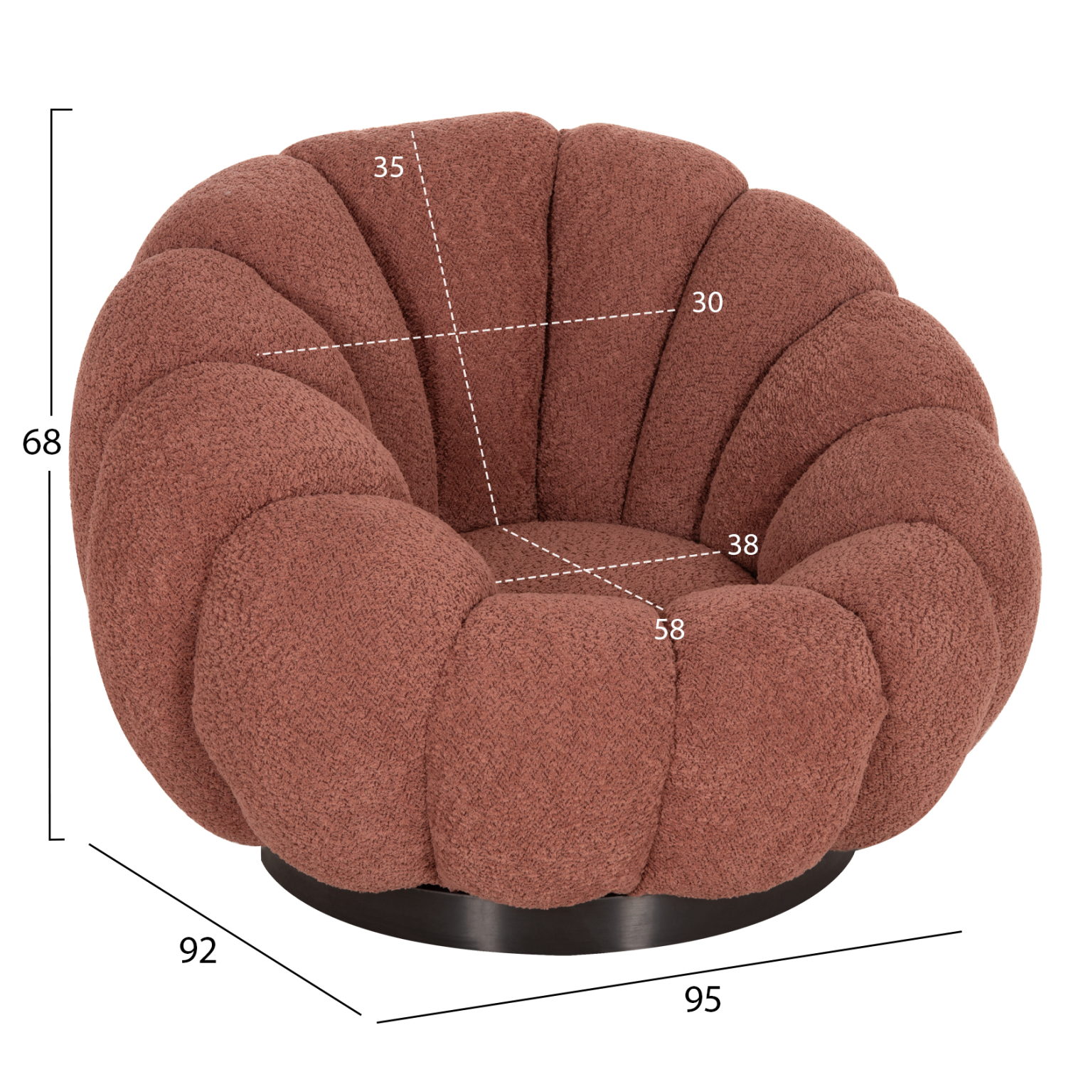 ΠΟΛΥΘΡΟΝΑ ΠΕΡΙΣΤΡΕΦΟΜΕΝΗ GRYMM HM9601.02 ΡΟΖ ΜΠΟΥΚΛΕ-ΜΑΥΡΗ ΜΕΤΑΛ. ΒΑΣΗ 95x92x68Υεκ. 2
