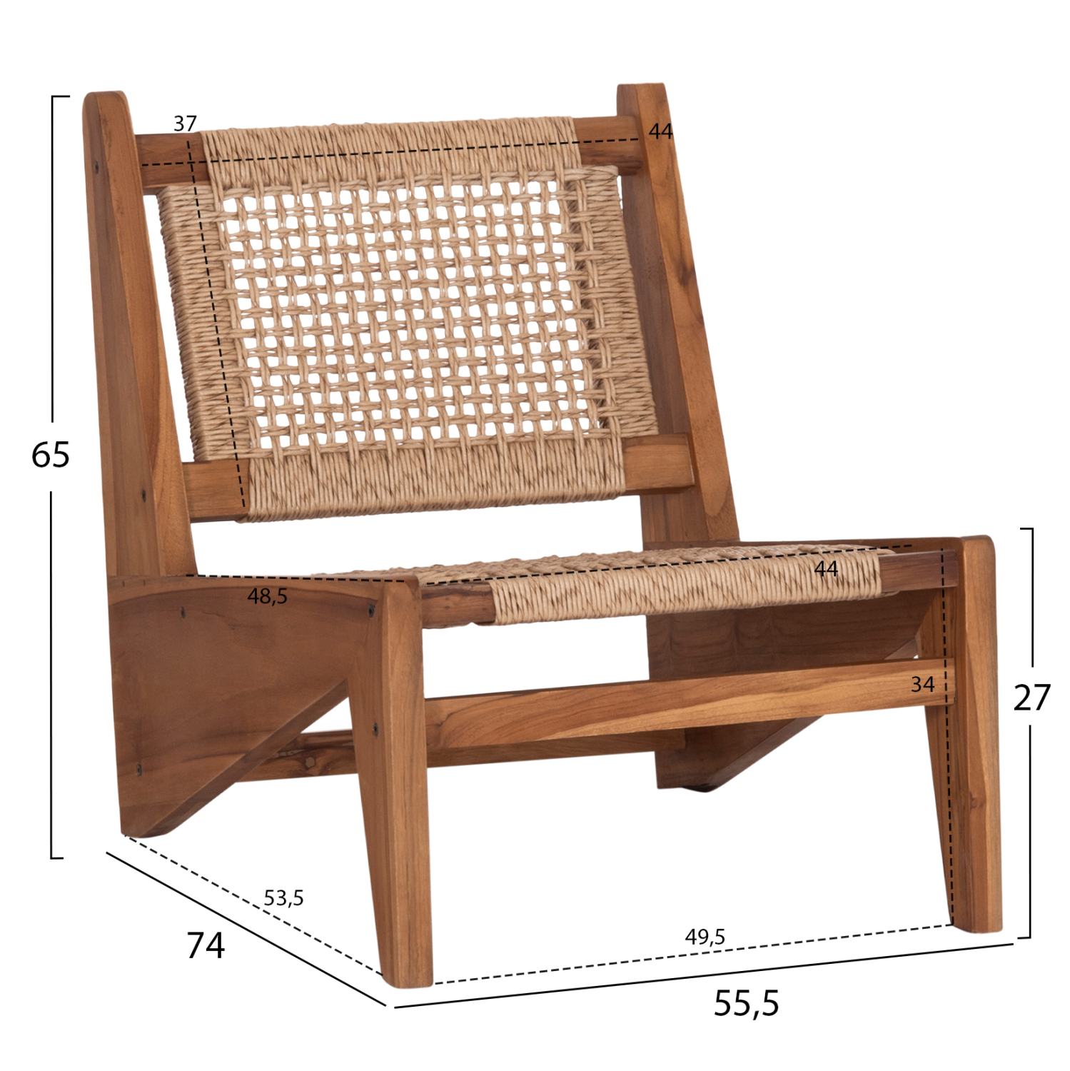ΚΑΡΕΚΛΑ LOUNGE LUKILLA HM9913 ΞΥΛΟ TEAK ΣΕ ΦΥΣΙΚΟ--ΣΥΝΘ.ΣΧΟΙΝΙ ΜΠΕΖ 55,5x74x65Υεκ. 2