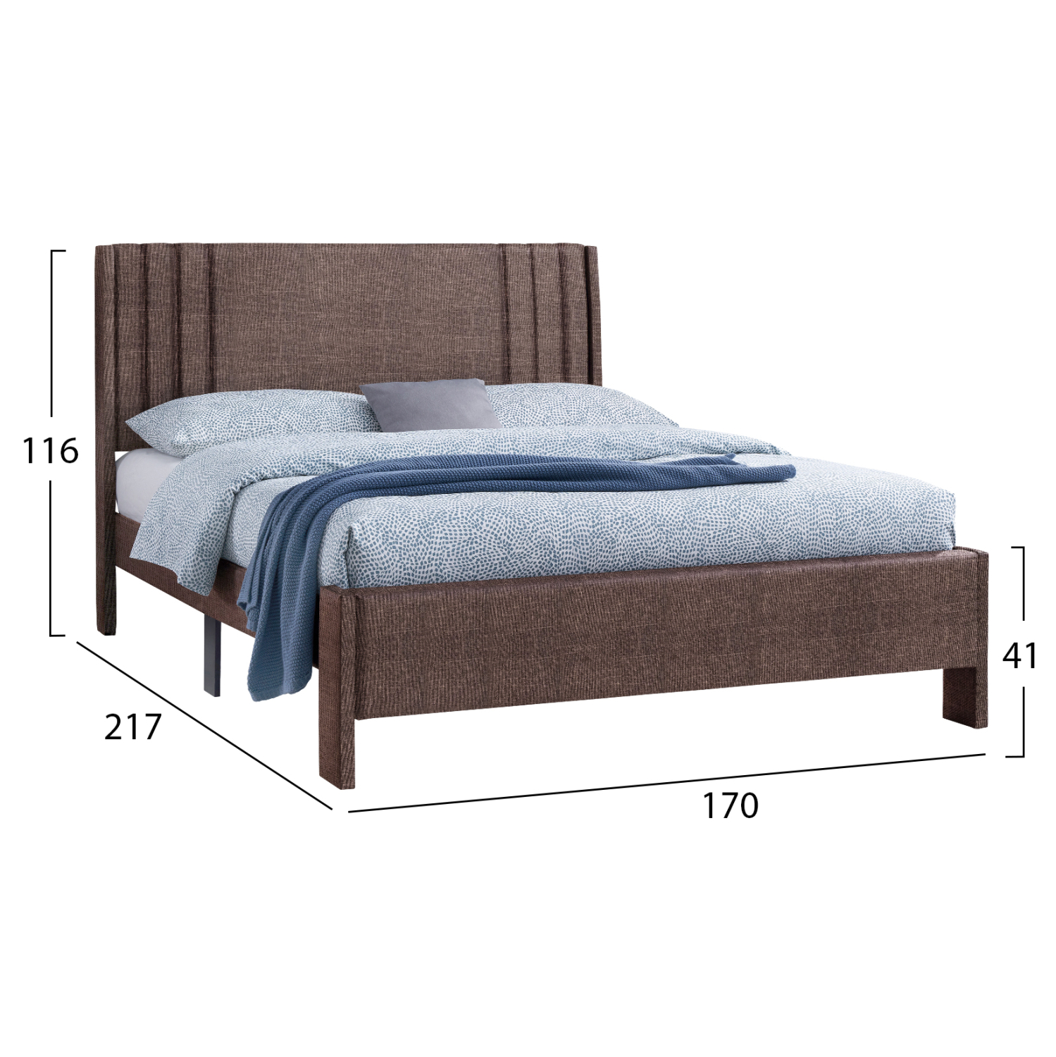 ΚΡΕΒΑΤΙ ΔΙΠΛΟ CREDENCE HM685.03 ΚΑΦΕ ΥΦΑΣΜΑ ΓΙΑ ΣΤΡΩΜΑ 160Χ200εκ. 2