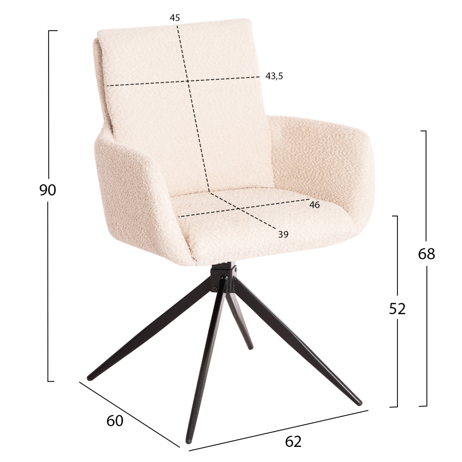 ΠΟΛΥΘΡΟΝΑ ΠΕΡΙΣΤΡΕΦ. BLANS HM9942.07 ΜΠΕΖ ΜΠΟΥΚΛΕ ΥΦΑΣΜΑ-ΜΕΤΑΛΛΙΚΑ ΠΟΔΙΑ 62x60x90Υ 2