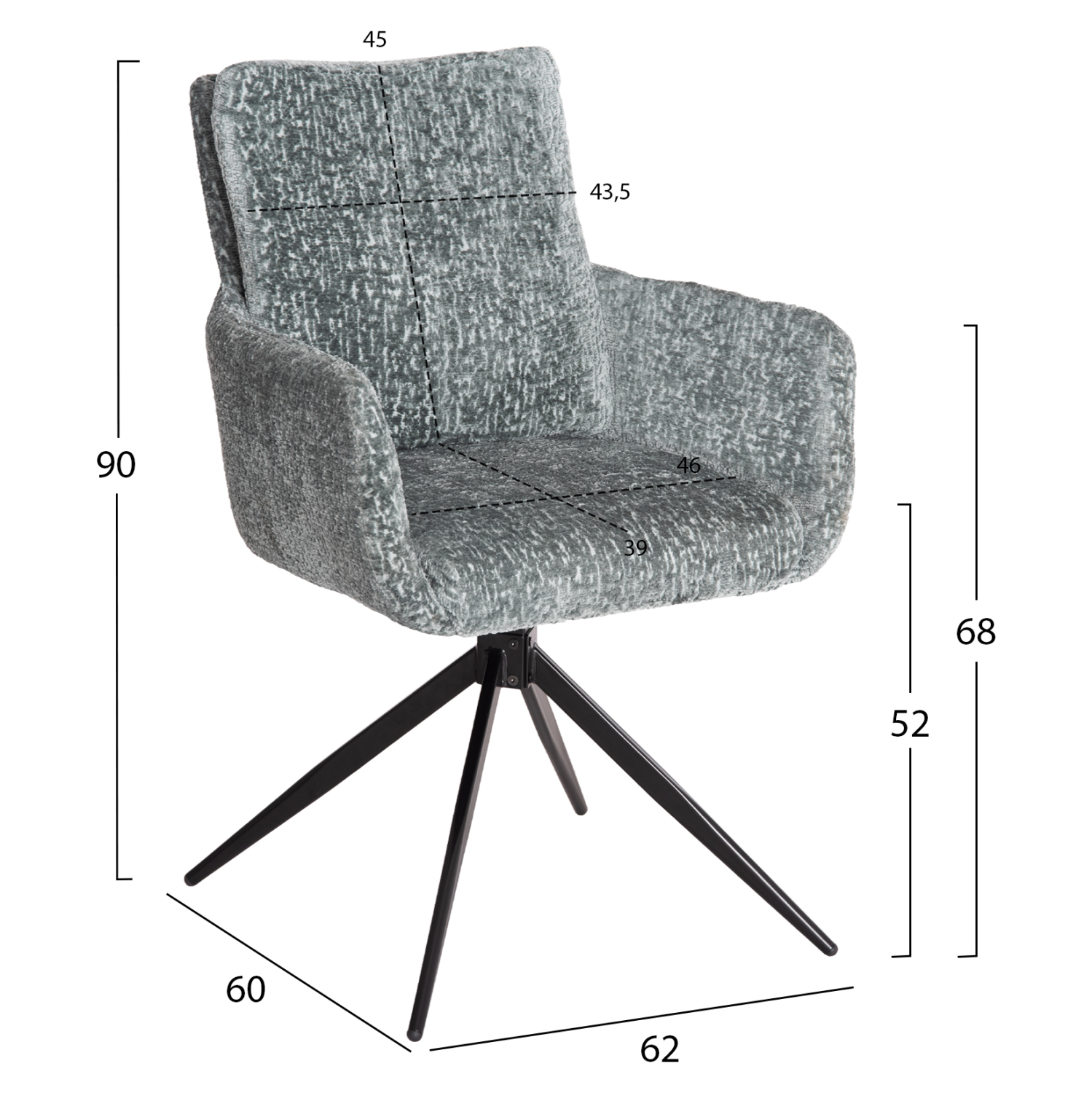 ΠΟΛΥΘΡΟΝΑ ΠΕΡΙΣΤΡΕΦOMENH BLANS HM9942.03 ΜΕΝΤΑ ΜΠΟΥΚΛΕ ΥΦΑΣΜΑ-ΜΕΤΑΛΛΙΚΑ ΠΟΔΙΑ 62x60x90Υ 2