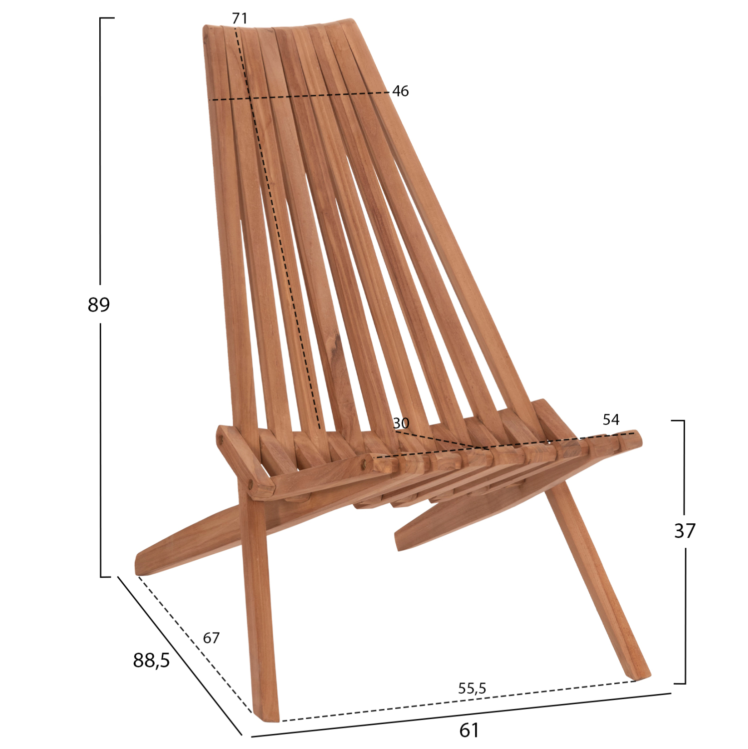 ΠΟΛΥΘΡΟΝΑ LOUNGE ΠΤΥΣΣΟΜΕΝΗ SHIGAO HM18112 ΞΥΛΟ TEAK--ΦΥΣΙΚΟ 61x88.5x89Υεκ. 2