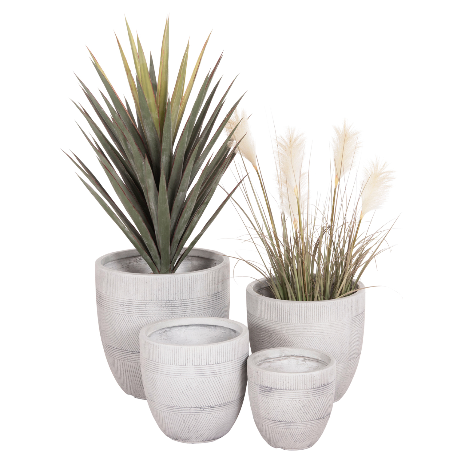 ΣΕΤ 4ΤΜΧ ΓΛΑΣΤΡΕΣ ΣΤΡΟΓΓΥΛΕΣ ΣΕΙΡΑ GARDENER HM4719 FIBERCLAY-ΧΡΩΜΑ CEMENT Φ44x43Υεκ 1
