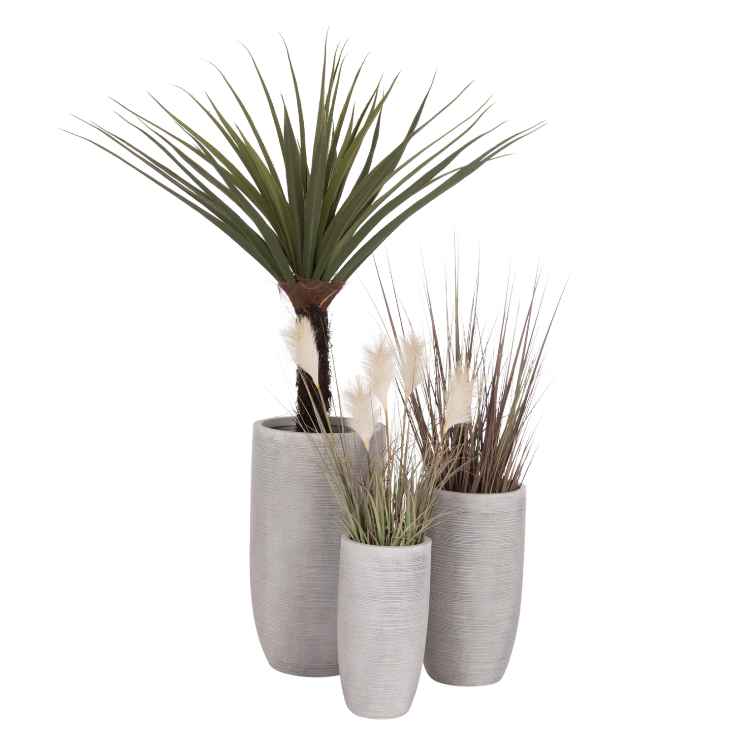 ΣΕΤ 3ΤΜΧ ΓΛΑΣΤΡΕΣ ΚΥΛΙΝΔΡΟΙ ΣΕΙΡΑ GARDENER HM4721 FIBERCLAY-ΧΡΩΜΑ CEMENT Φ42x78Υεκ 1