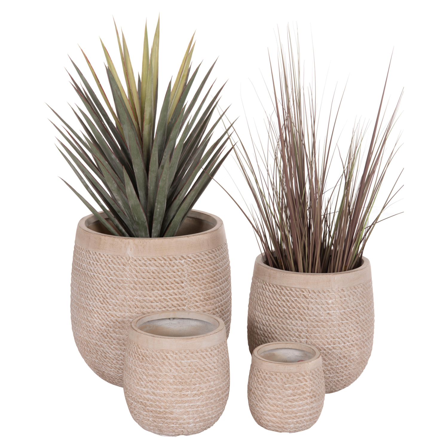 ΣΕΤ 4ΤΜΧ ΓΛΑΣΤΡΕΣ ΣΤΡΟΓΓΥΛΕΣ GARDENER HM4722 FIBERCLAY--IVORY CEMENT Φ54x54Υεκ 1