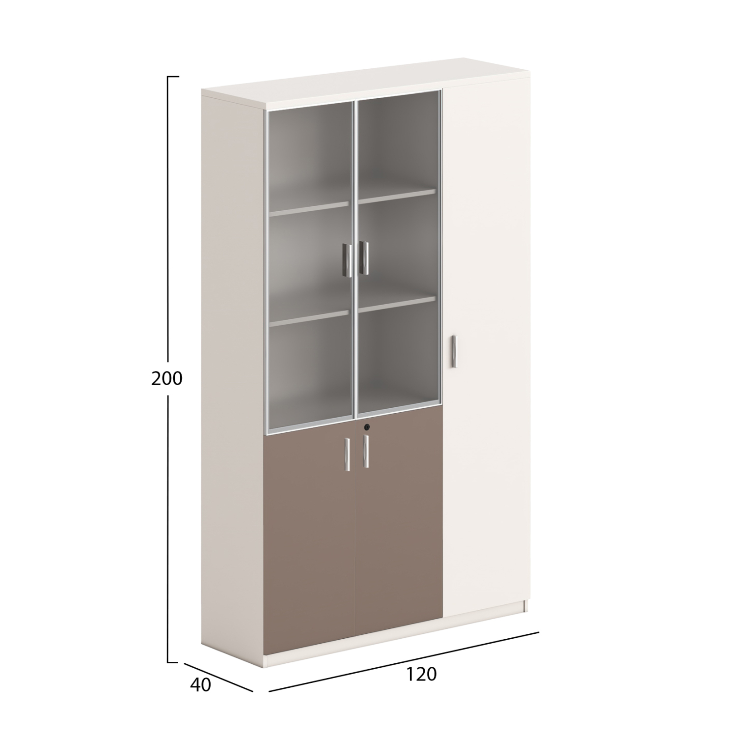 ΒΙΒΛΙΟΘΗΚΗ/ΝΤΟΥΛΑΠΙ NEWLINE HM18280 ΜΕΛΑΜΙΝΗ ΛΕΥΚΗ-ΑΝΟΙΧΤΟ ΚΑΦΕ--ΓΥΑΛΙ 120x40x200Υεκ 2