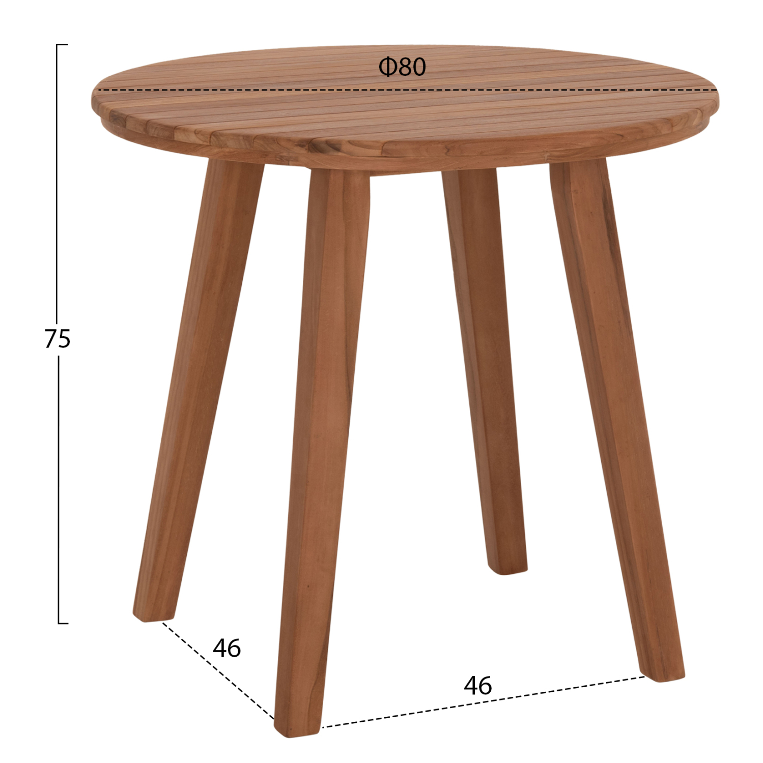 TΡΑΠΕΖΙ ΤΡΑΠΕΖΑΡΙΑΣ ΣΤΡΟΓΓΥΛΟ DANTE HM6379 ΞΥΛΟ TEAK Φ80x75Υεκ. 2