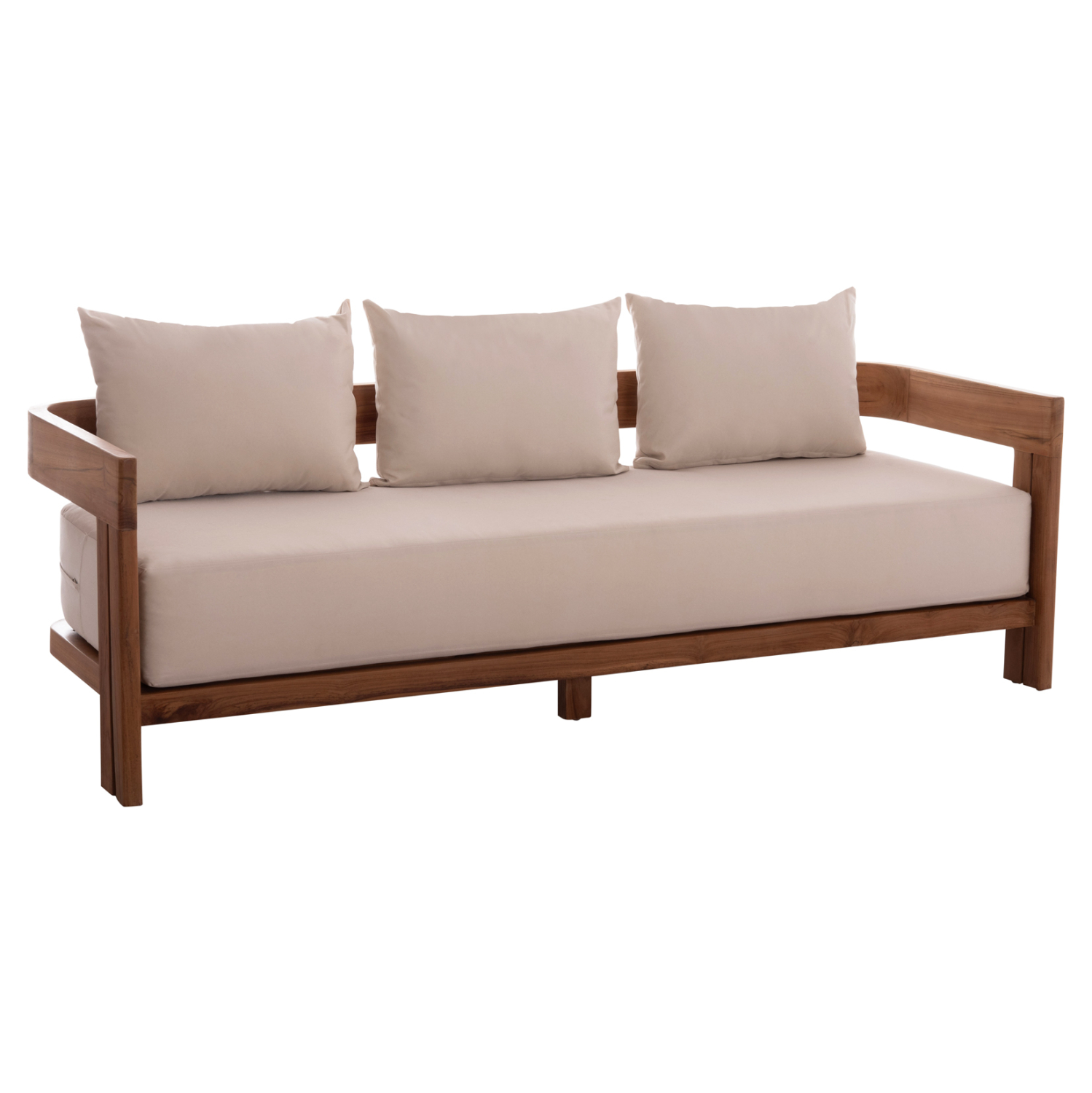ΚΑΝΑΠΕΣ ΤΡΙΘΕΣΙΟΣ ΣΕΙΡΑ KIOTO HM6382 ΞΥΛΟ TEAK ΦΥΣΙΚΟ-ΜΠΕΖ ΜΑΞΙΛΑΡΙΑ 210x74x72Υεκ. 1