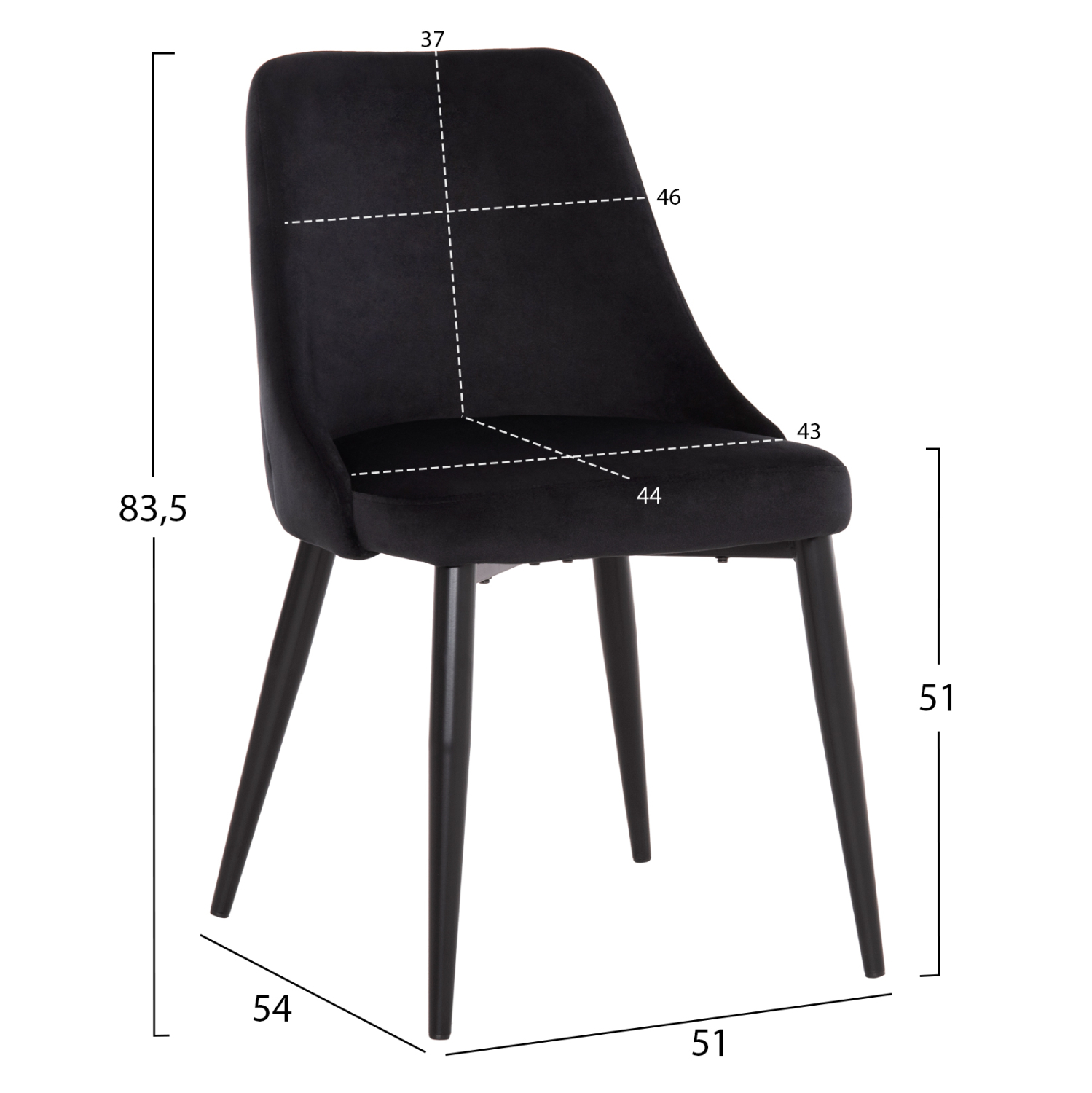 ΚΑΡΕΚΛΑ SERENITY HM8527.14 ΒΕΛΟΥΔΟ ΜΑΥΡΟ ΜΕ ΜΑΥΡΑ ΜΕΤΑΛΛΙΚΑ ΠΟΔΙΑ 51x54x83,5Υεκ. 2