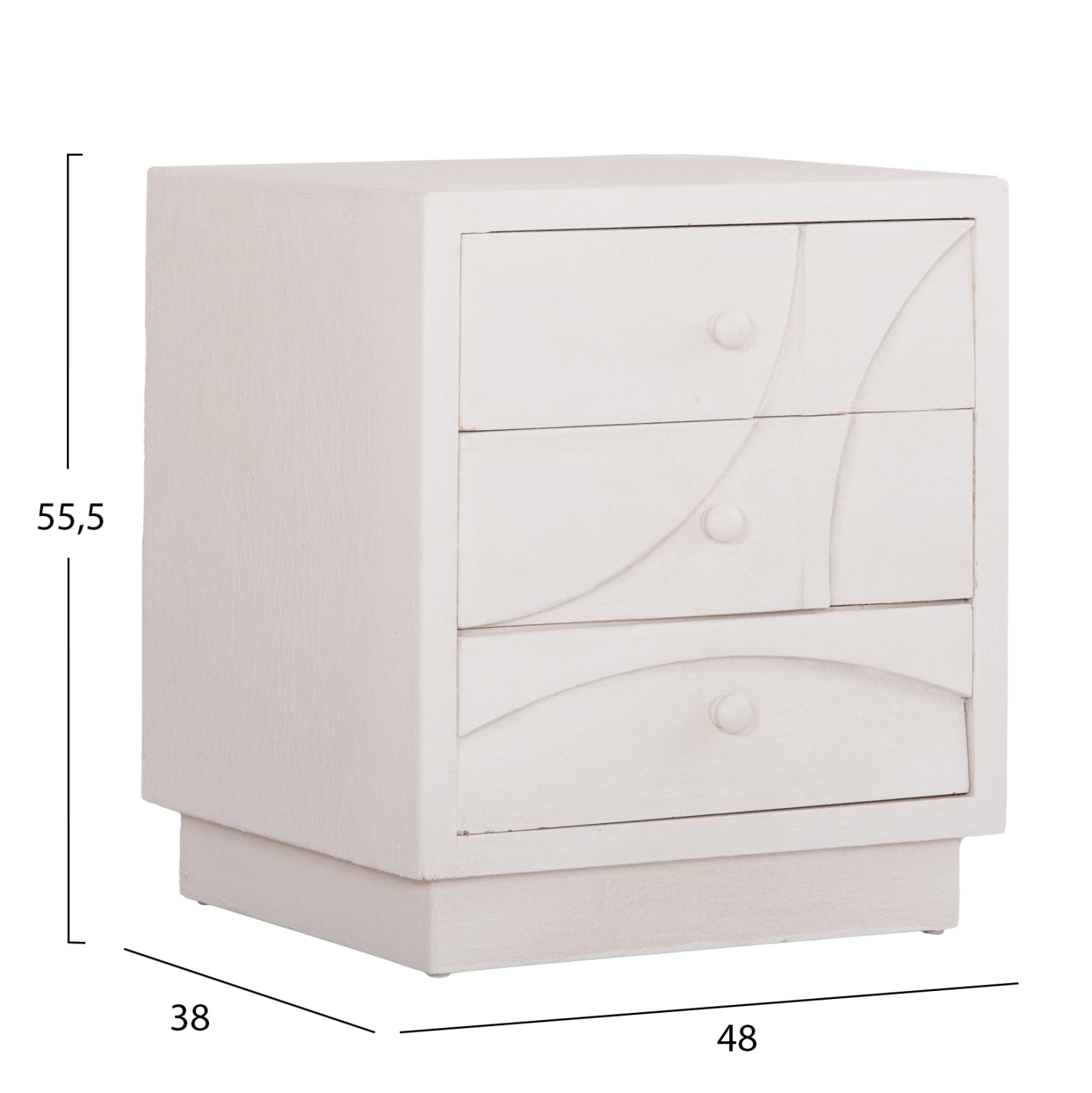 ΚΟΜΟΔΙΝΟ ΣΕΙΡΑ SANTORINI HM18047 MDF ΣΕ ΥΠΟΛΕΥΚΟ ΧΡΩΜΑ-3 ΣΥΡΤΑΡIA 48x38x55,5Υεκ. 2