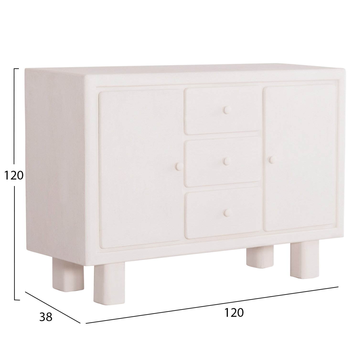 ΜΠΟΥΦΕΣ ΣΕΙΡΑ SANTORINI HM18048 MDF ΣΕ ΥΠΟΛΕΥΚΟ ΧΡΩΜΑ-3 ΣΥΡΤΑΡΙΑ &amp; 2 ΠΟΡΤΕΣ 120x38x80Υεκ. 2