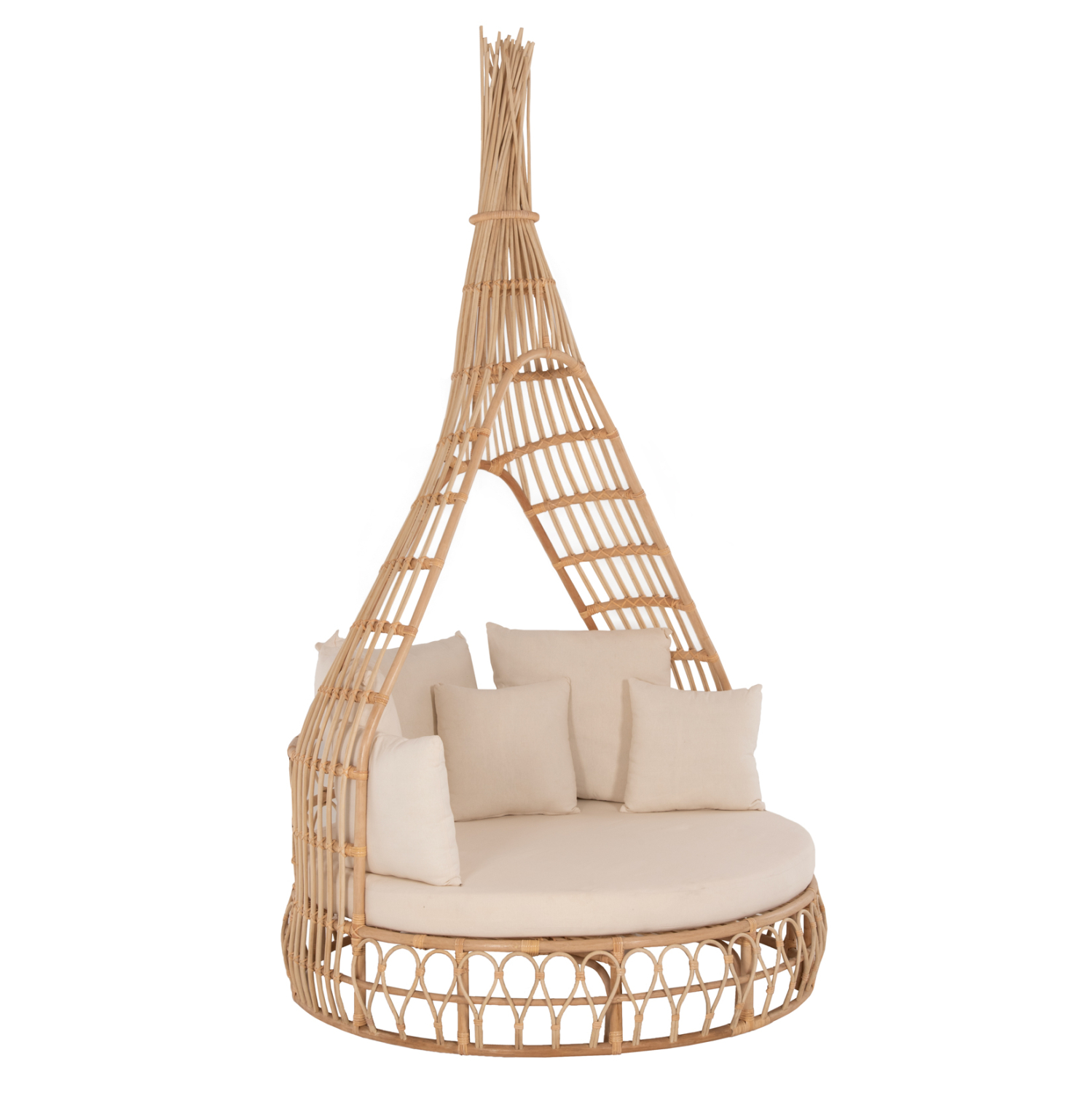 ΚΑΝΑΠΕΣ ΕΞΩΤ.ΧΩΡΟΥ ΣΤΡΟΓΓΥΛΟΣ MARJOM HM9765 ΦΥΣΙΚΟ RATTAN-ΕΚΡΟΥ ΥΦΑΣΜΑ Φ148x287Υεκ. 1