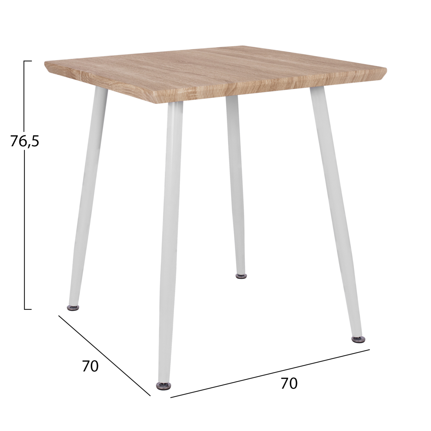 ΤΡΑΠΕΖΙ ΤΡΑΠΕΖΑΡΙΑΣ PALOMA HM8335.02, 70Χ70X76,5, SONOMA, ΛΕΥΚΑ ΠΟΔΙΑ 2