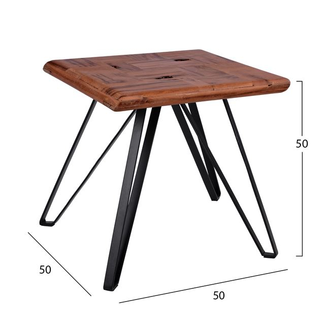 ΤΡΑΠΕΖΙ ΒΟΗΘΗΤΙΚΟ HM8378 JAIDA ΜΑΣΙΦ &amp; ΜΕΤ/ΚΑ ΠΟΔΙΑ 50Χ50Χ50 2