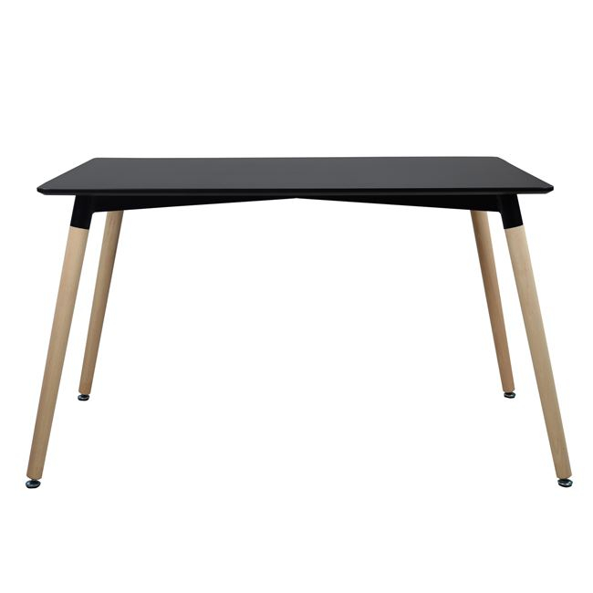 ΤΡΑΠΕΖΙ HM8697.02 MINIMAL, μαύρο MDF, ξύλινα πόδια οξιά, 160Χ90X74Υεκ. 2