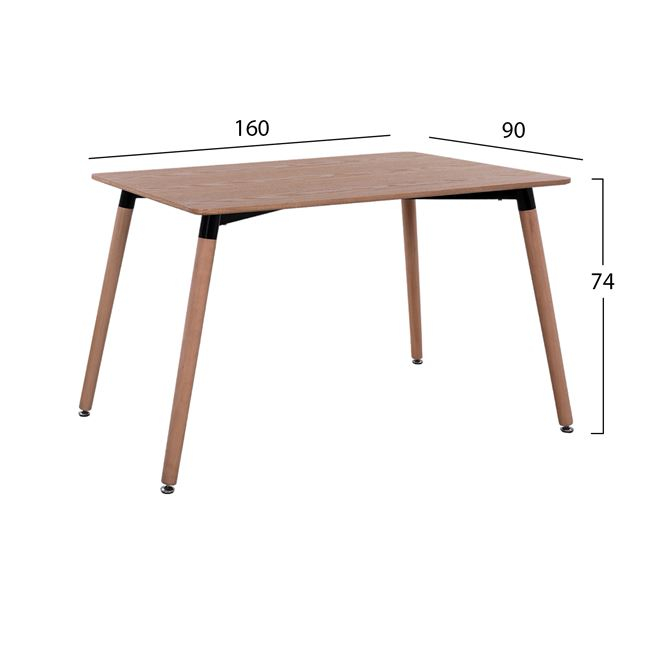 ΤΡΑΠΕΖΙ HM8697.04 MINIMAL, 160Χ90X74,5, ΦΥΣΙΚΟ ΜΕ ΞΥΛΙΝΑ ΠΟΔΙΑ ΟΞΙΑ 2
